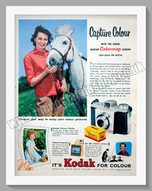 Kodak Bantam Colorsnap Camera. Original Advert 1957 (ref AD300634)