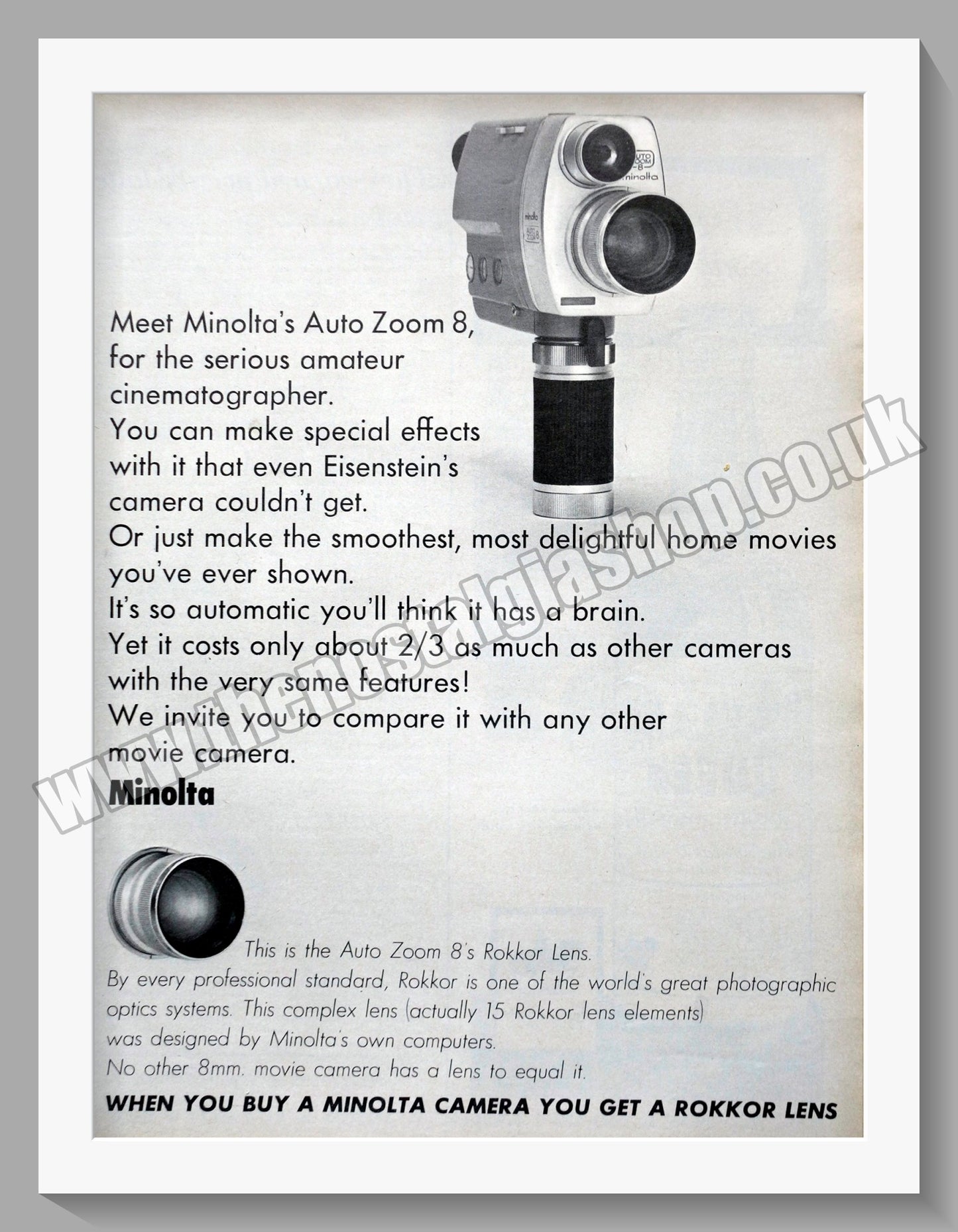 Minolta Auto Zoom 8 Camera. Original Advert 1965 (ref AD300657)