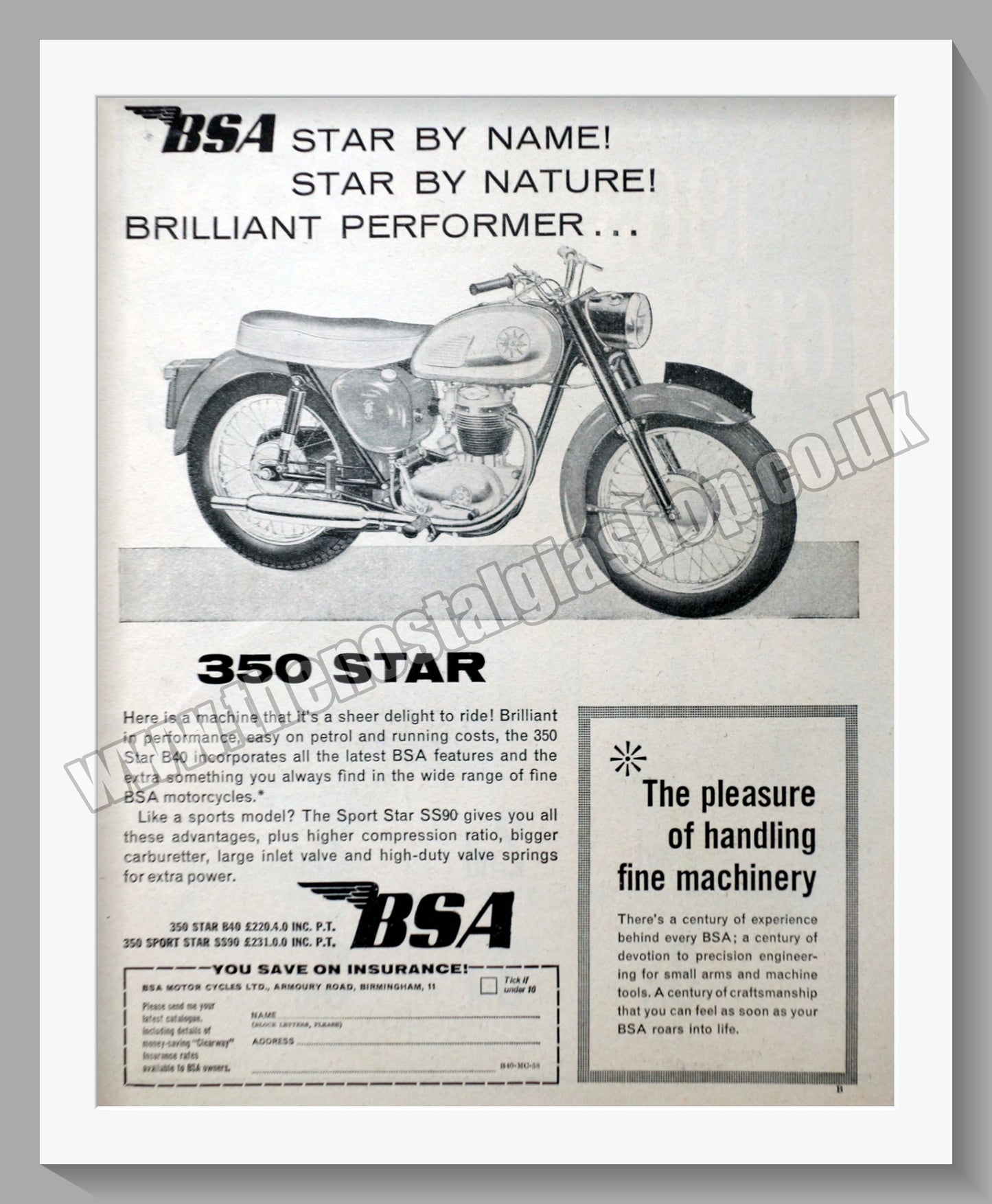 BSA 350 Star Motorcycle. Original Advert 1963 (ref AD56897)