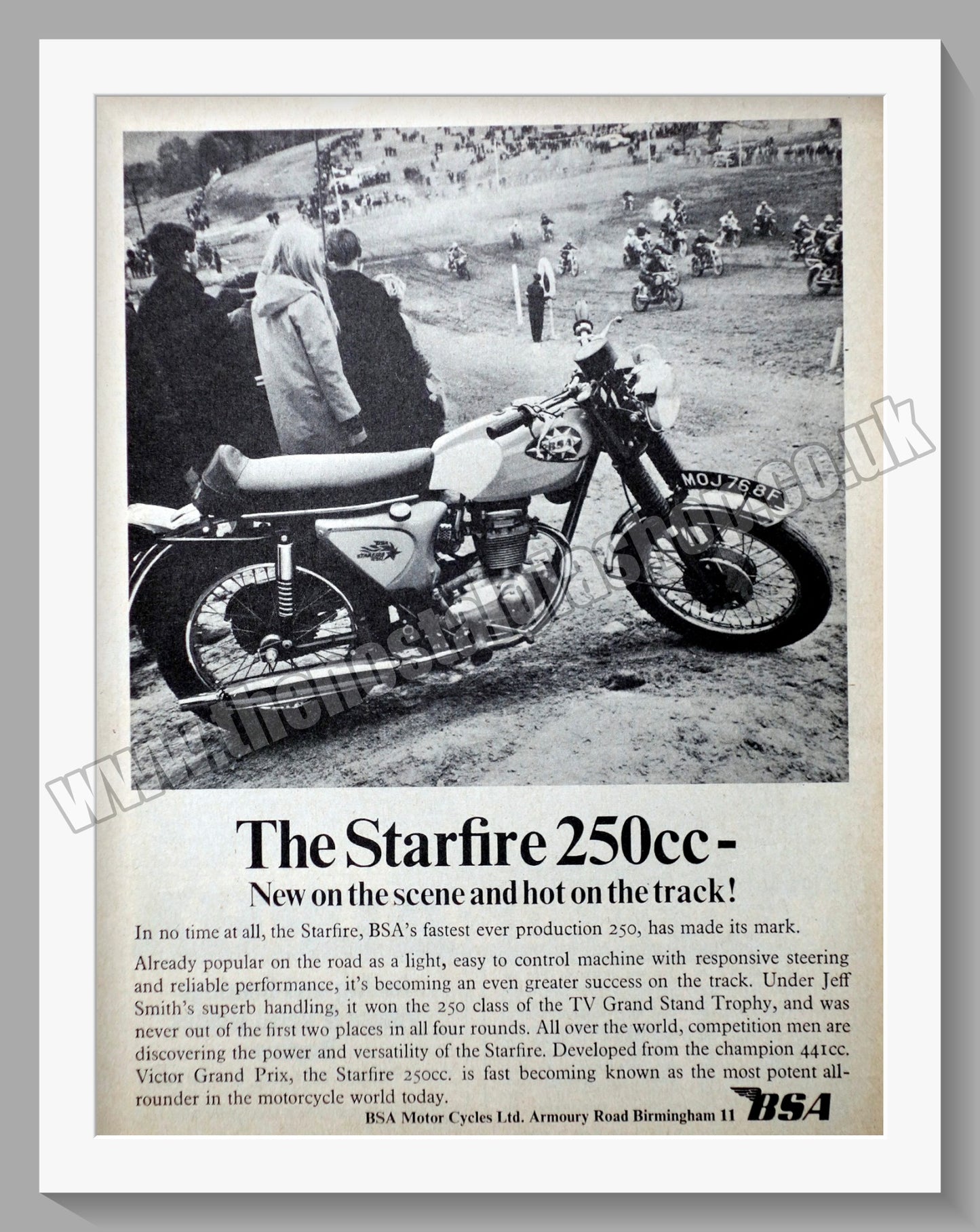 BSA 250 Starfire Motorcycle. Original Advert 1968 (ref AD56900)