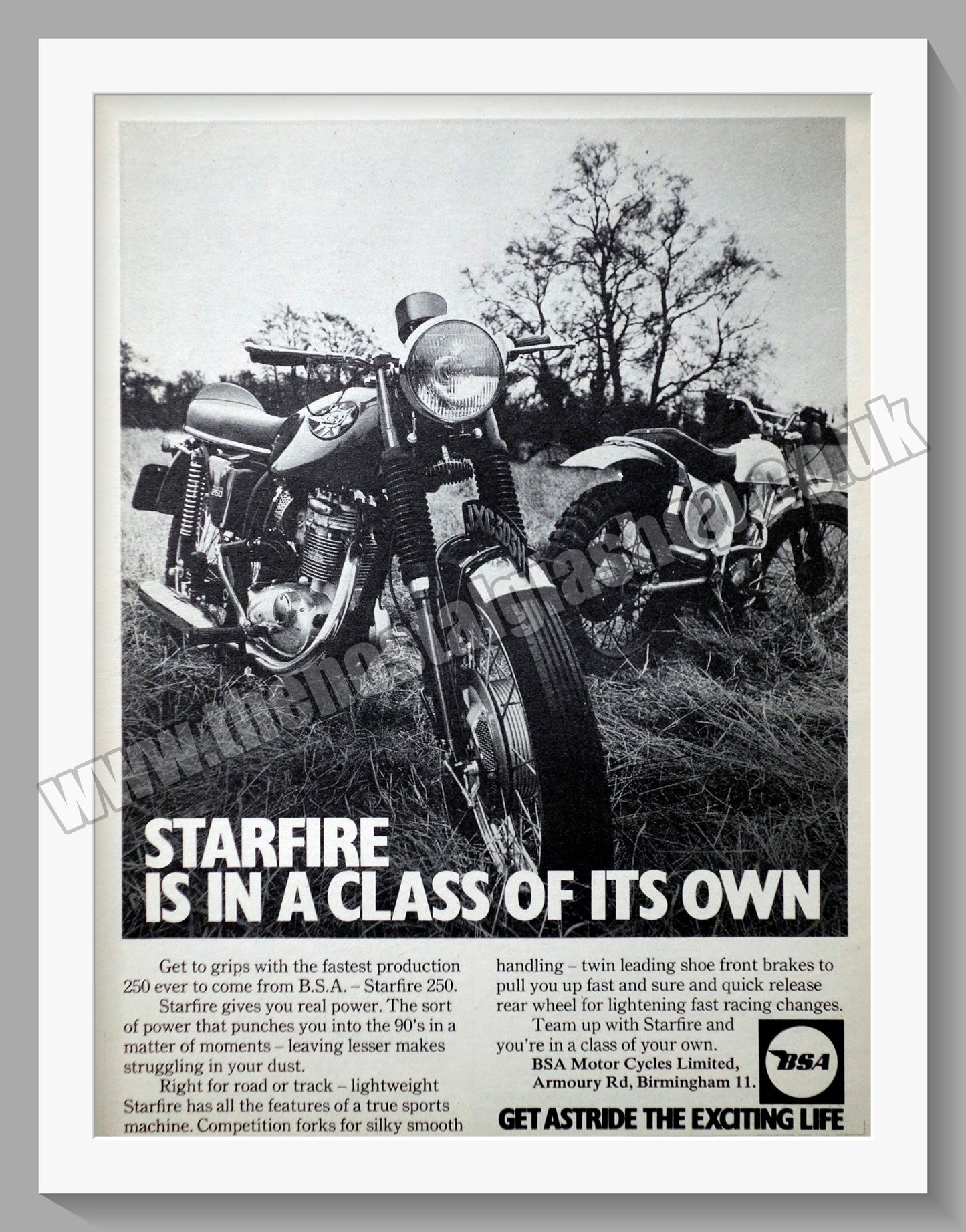 BSA 250 Starfire Motorcycle. Original Advert 1968 (ref AD56901)