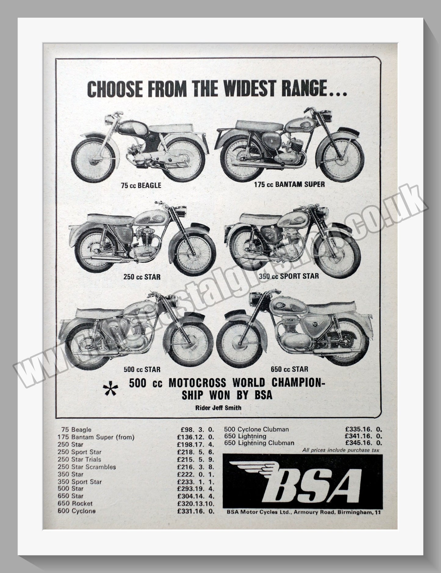 BSA Motorcycle Range. Original Advert 1964 (ref AD56915)