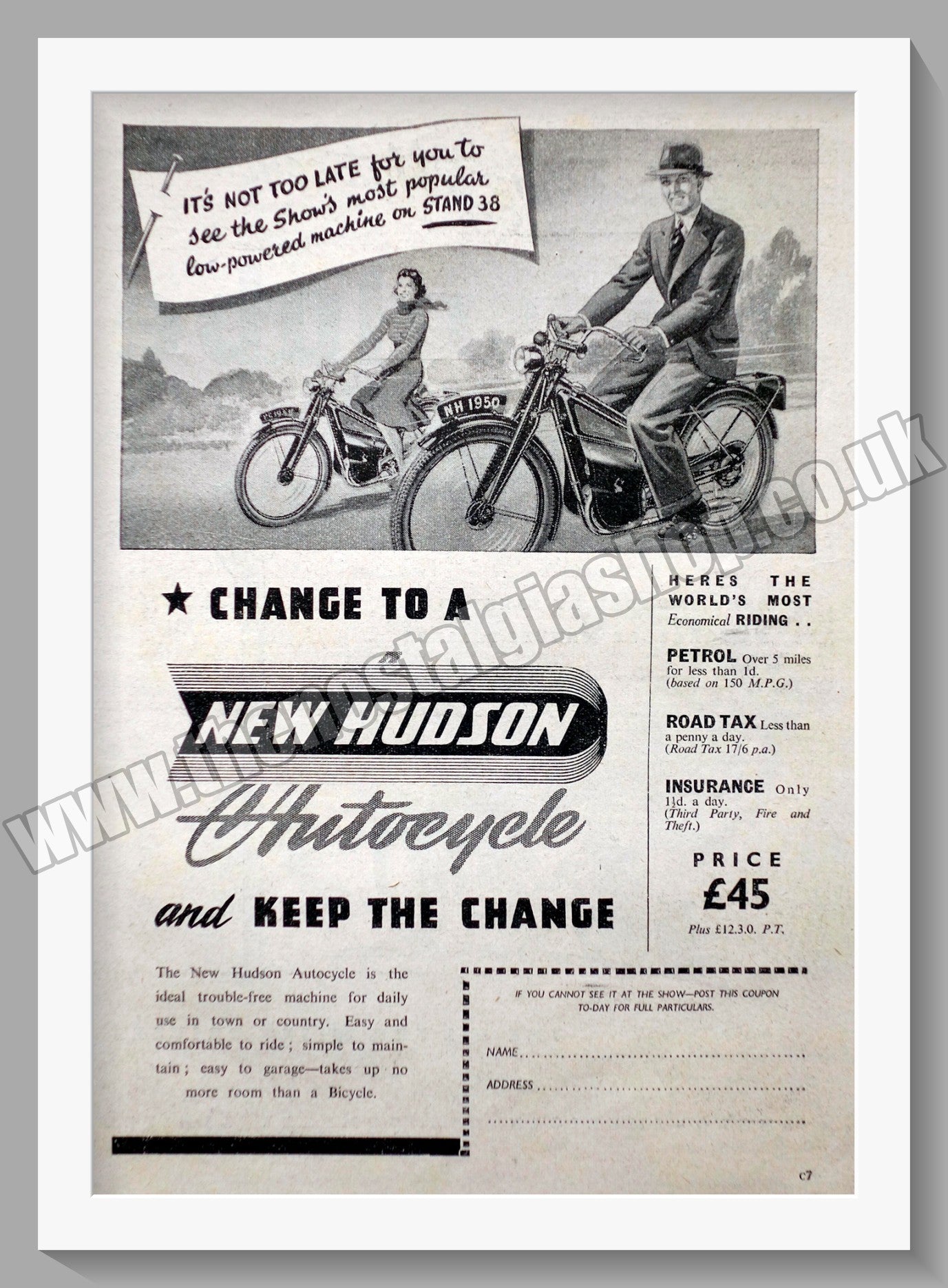Hudson Autocycle Original Advert 1949 (ref AD57600)