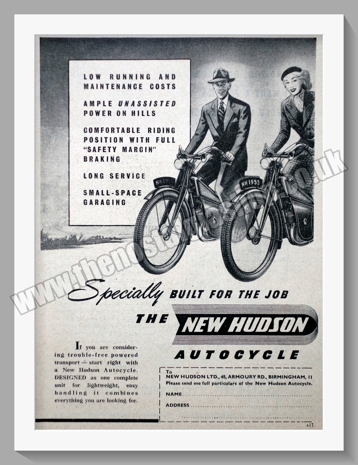 Hudson Autocycle Original Advert 1952 (ref AD57610)
