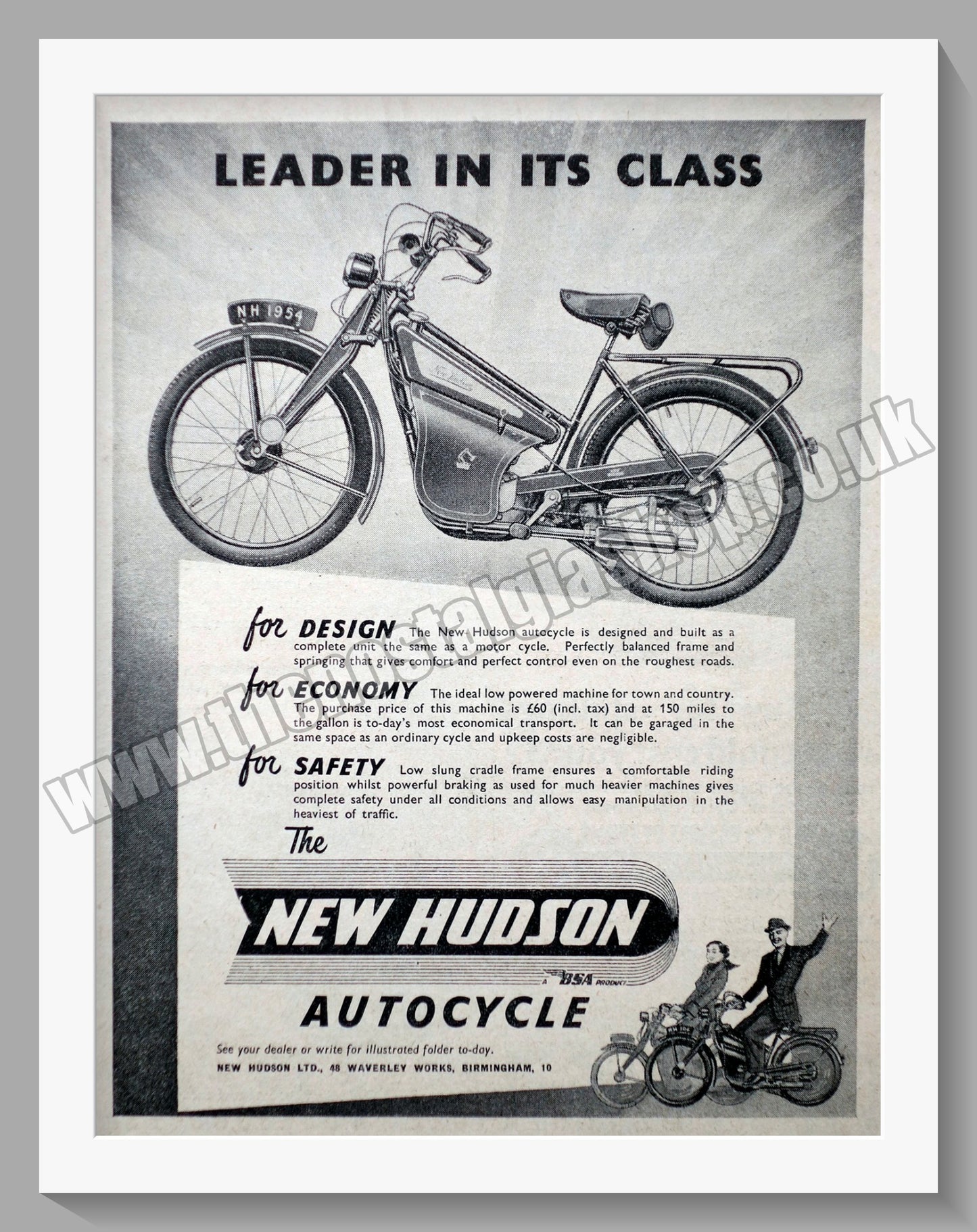 Hudson Autocycle Original Advert 1954 (ref AD57611)