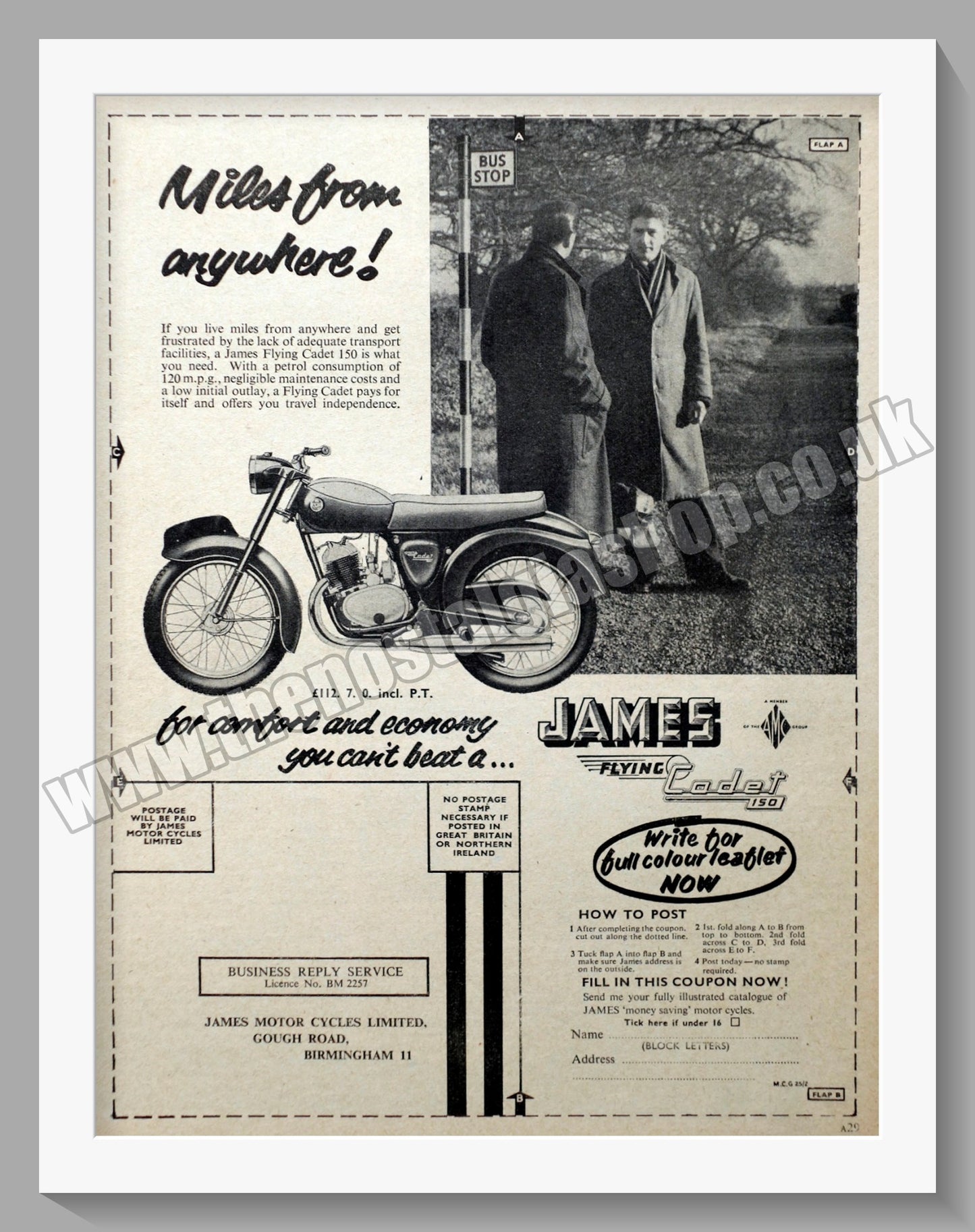James Cadet 150 Motorcycle. Original Advert 1960 (ref AD56941)