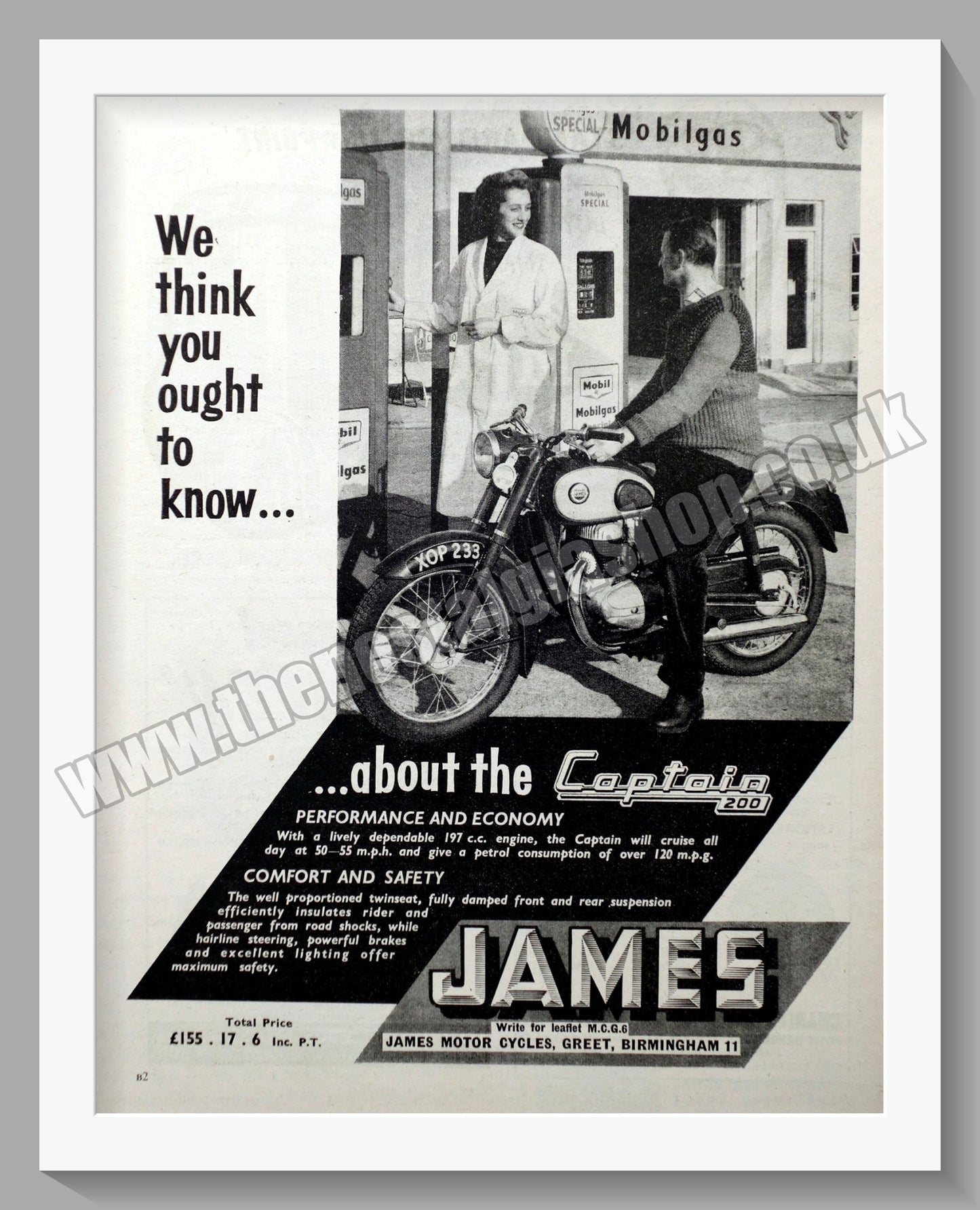 James Captain 200 Motorcycle. Original Advert 1959 (ref AD56944)
