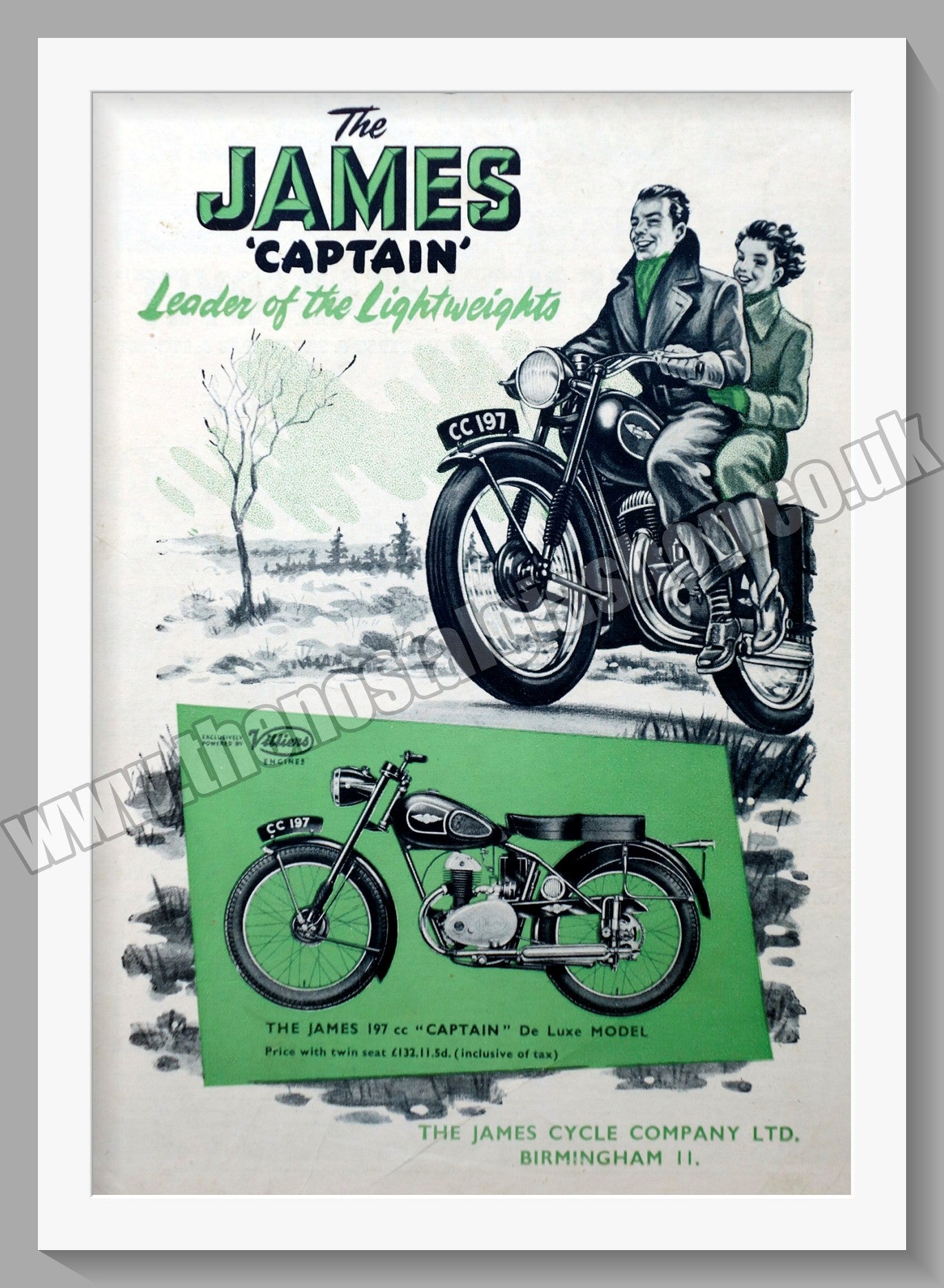 James Captain 200 Motorcycle. Original Advert 1951 (ref AD56952)
