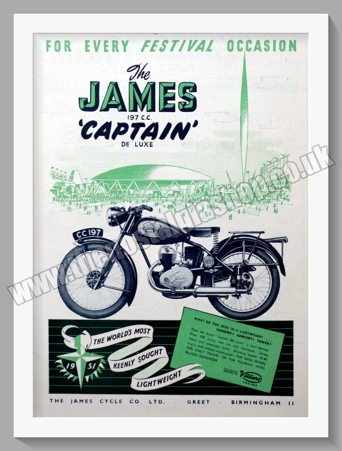 James Captain 200 Motorcycle. Original Advert 1951 (ref AD56953)