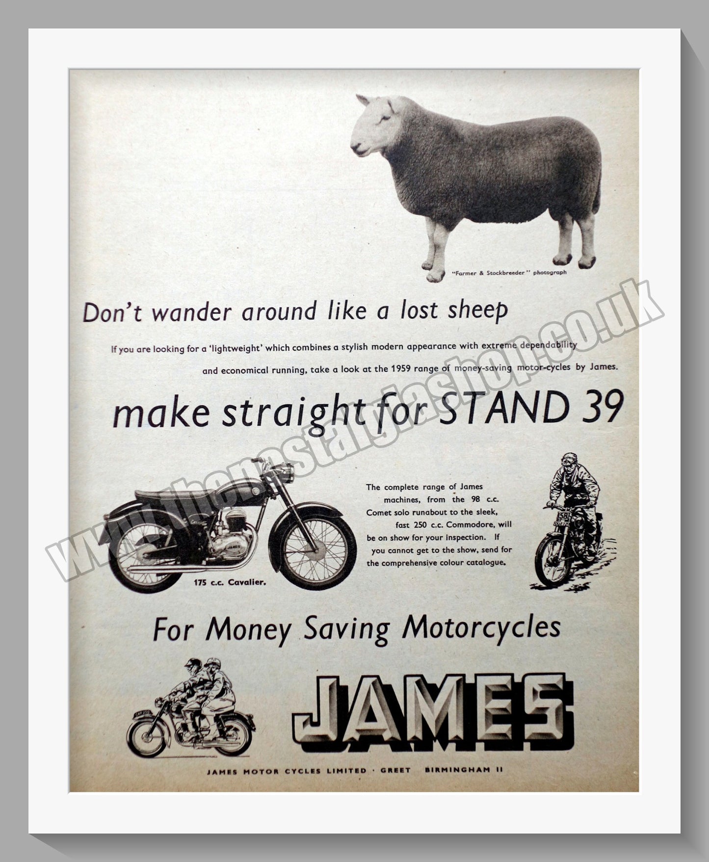 James Motorcycles. Original Advert 1958 (ref AD56967)