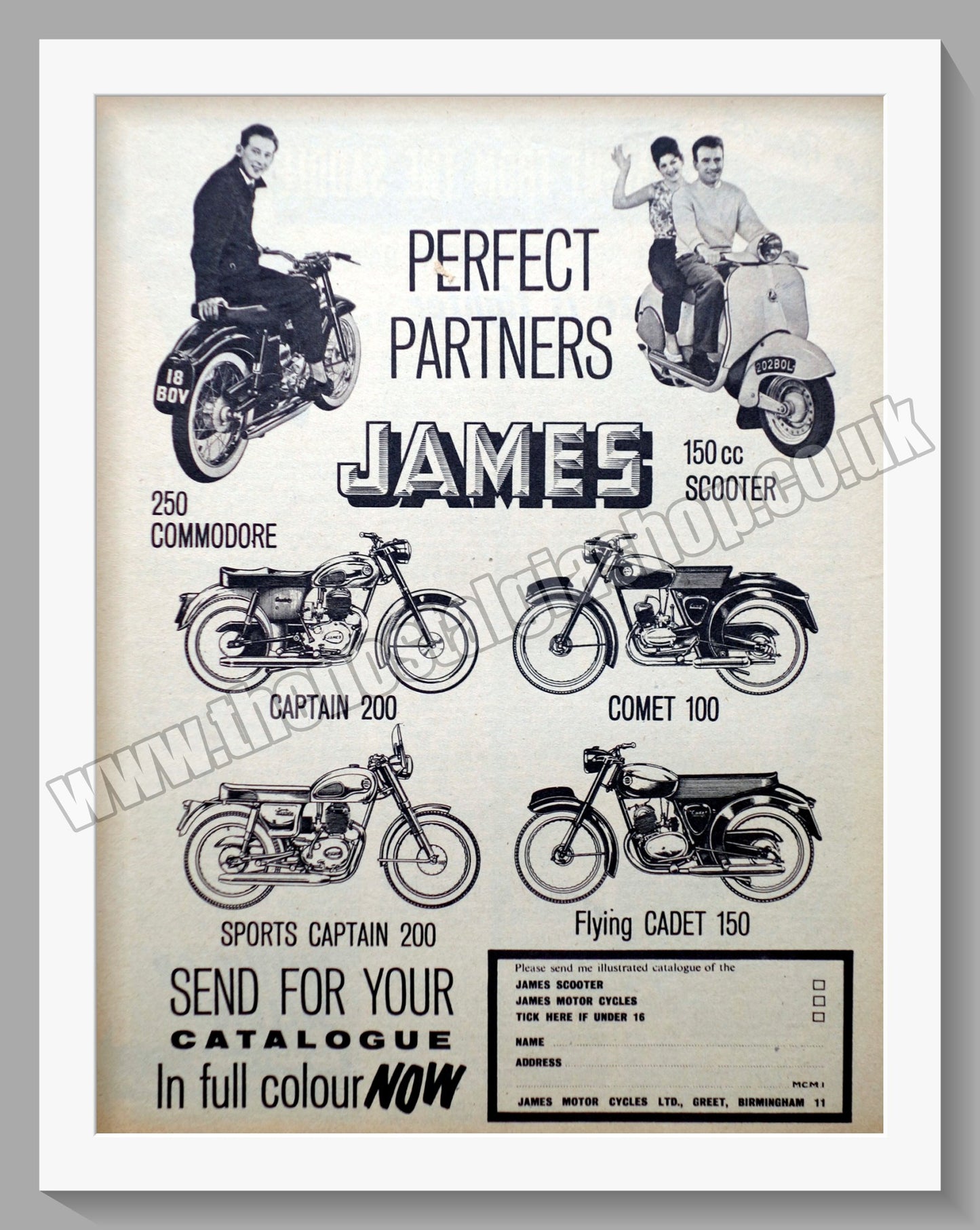 James Motorcycle Range. Original Advert 1961 (ref AD56971)