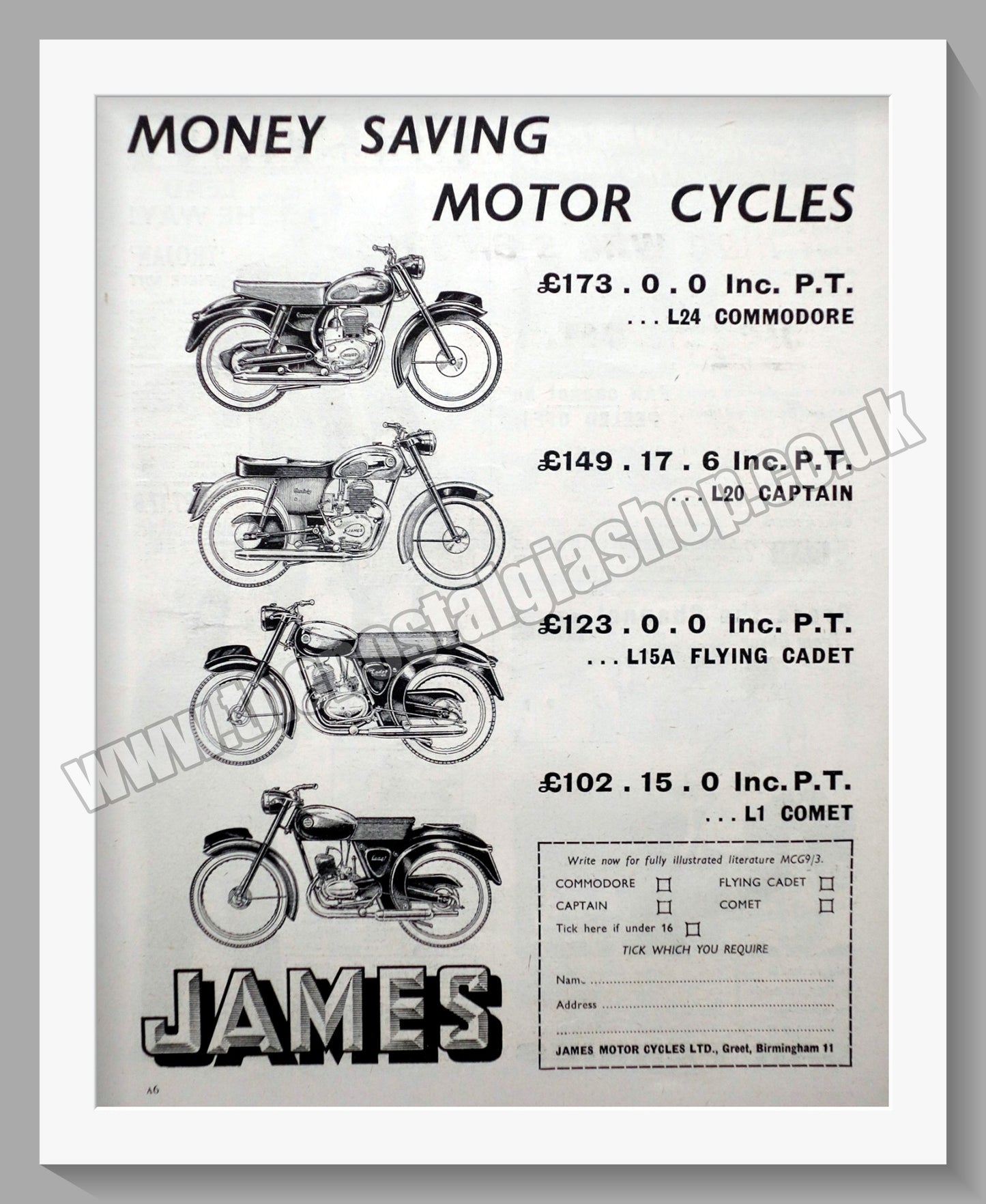James Motorcycles. Original Advert 1961 (ref AD56981)