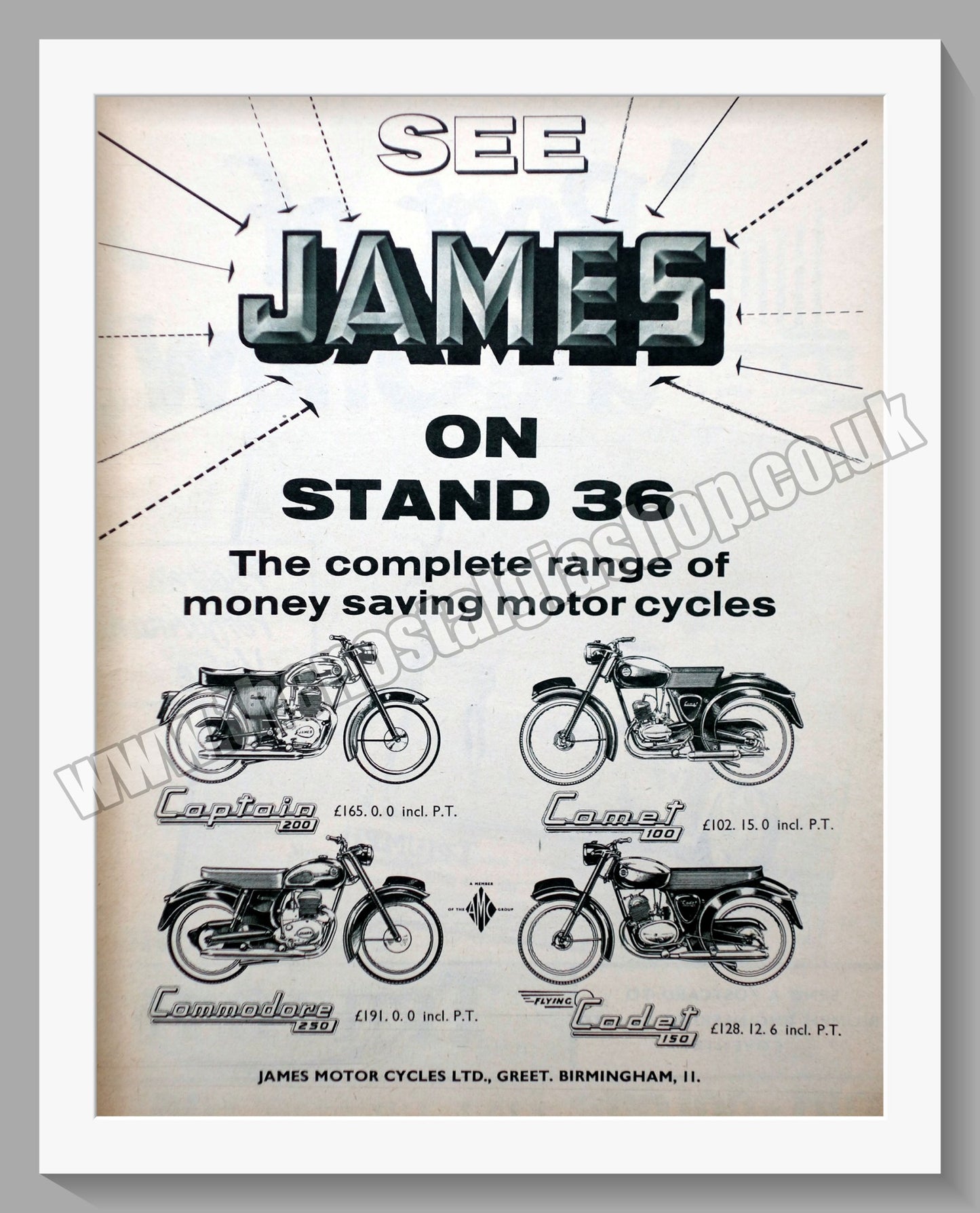 James Motorcycles. Original Advert 1960 (ref AD56982)