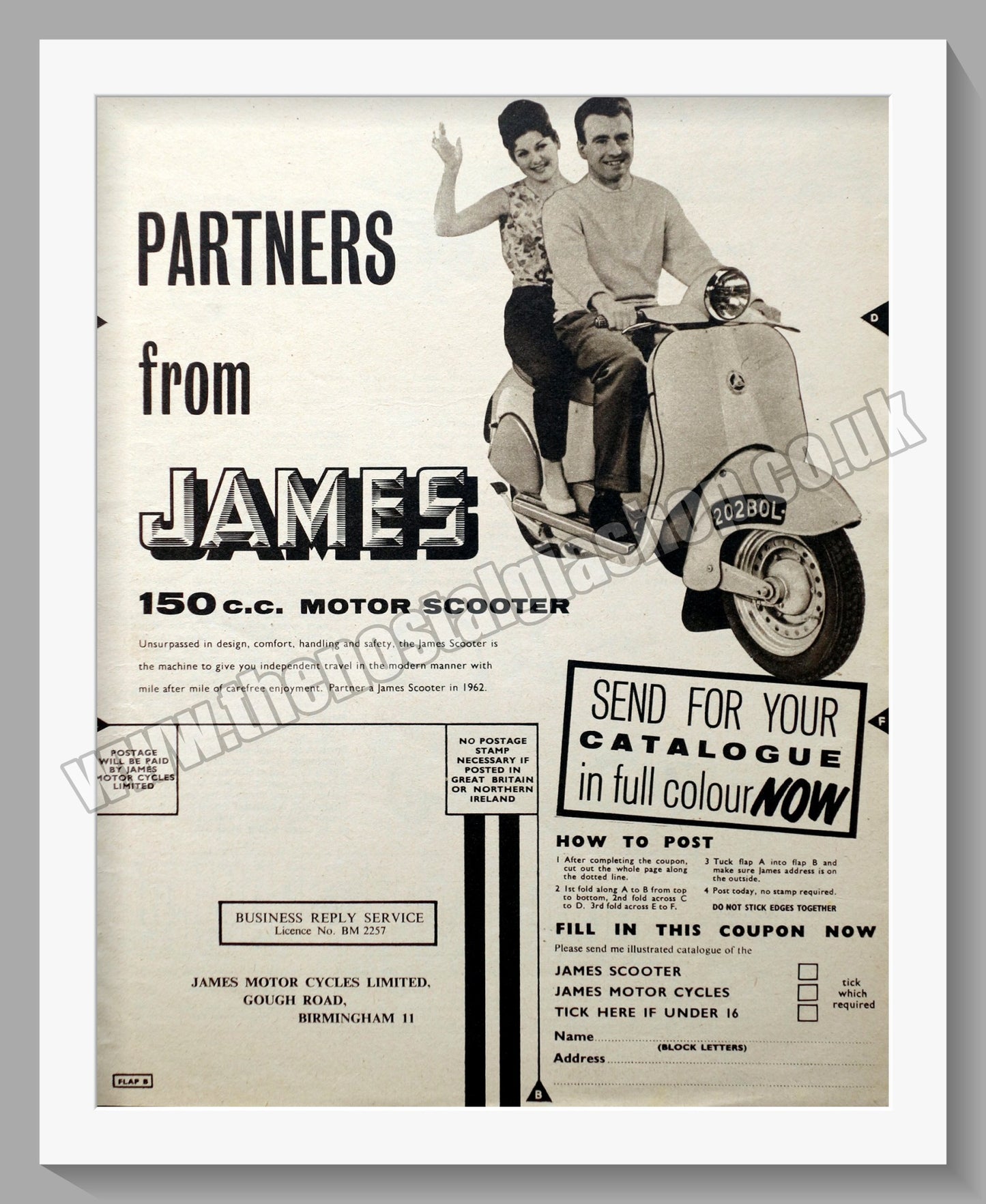 James Scooter 150cc. Original Advert 1961 (ref AD57041)