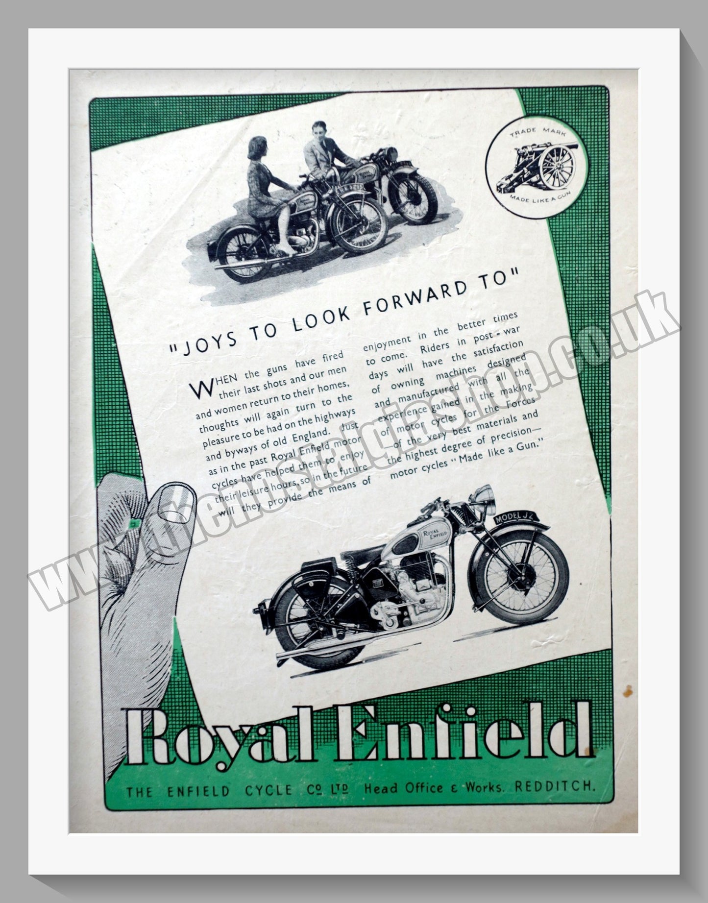 Royal Enfield Motorcycles. Joys To Look Forward To. Original Advert 1945 (ref AD57054)