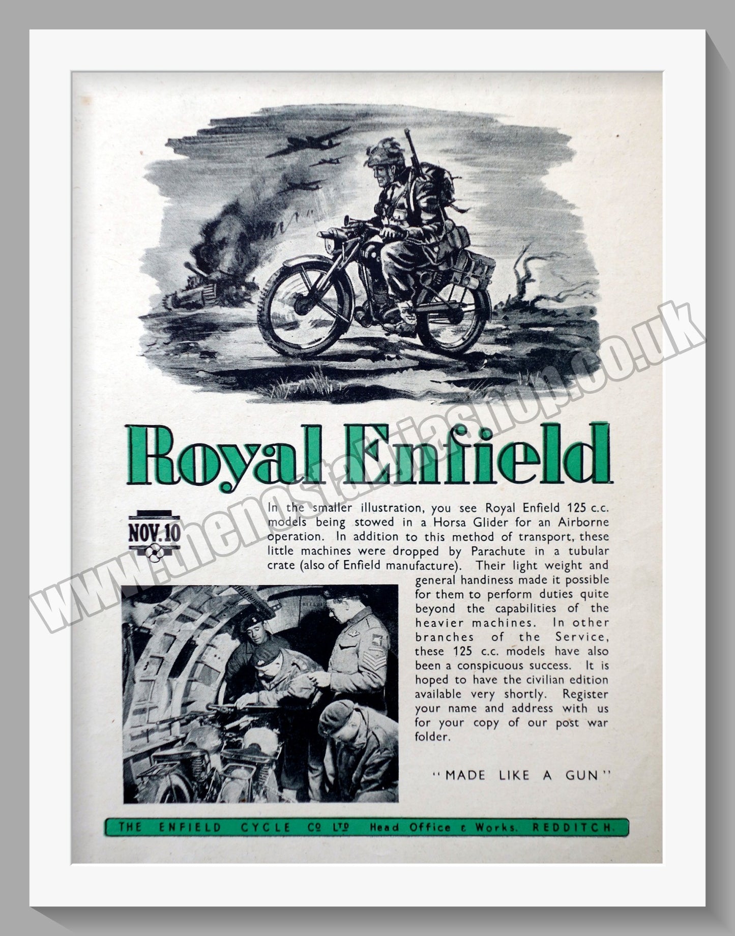 Royal Enfield Motorcycles. Made Like A Gun. Original Advert 1945 (ref AD57089)