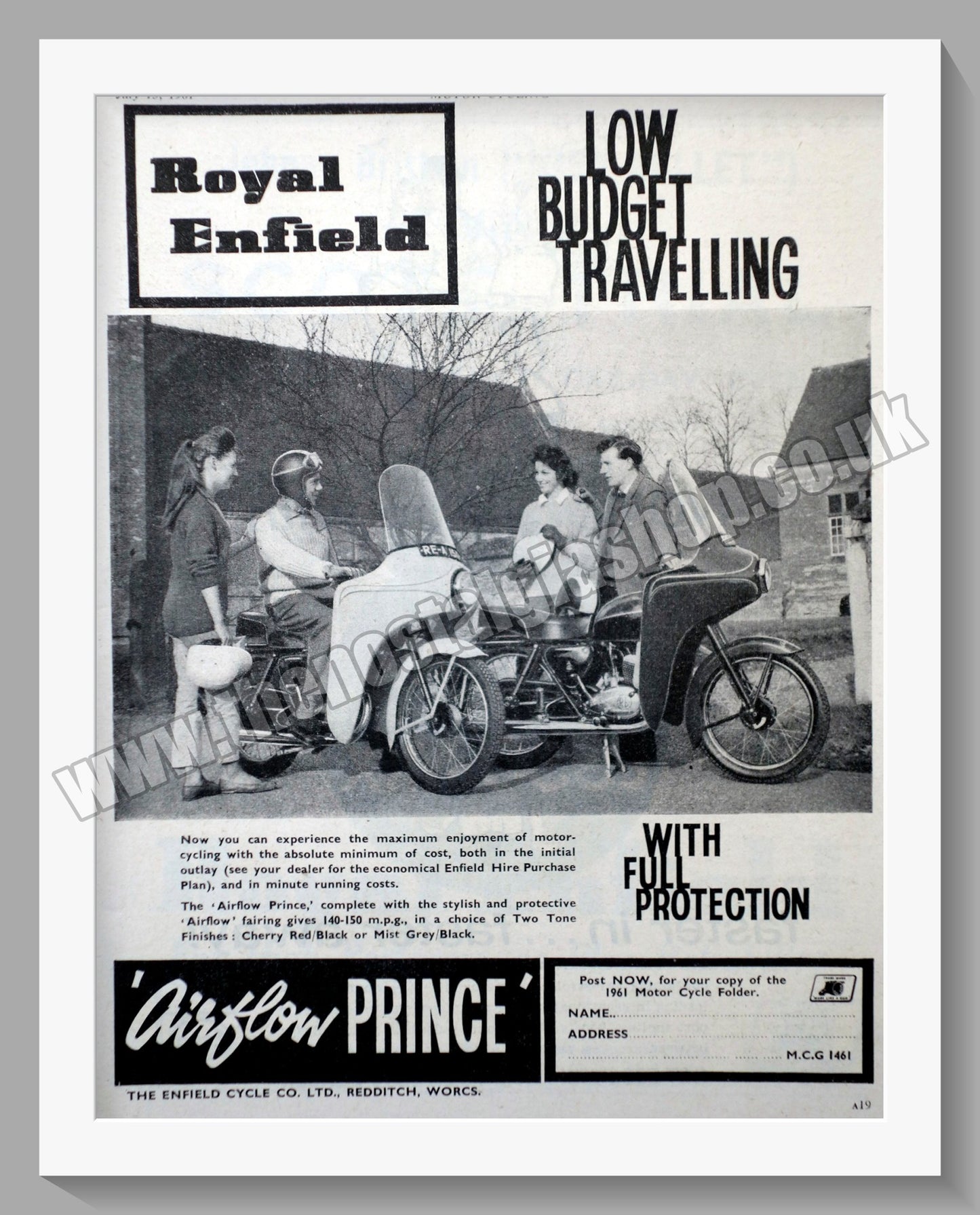 Royal Enfield Airflow Prince Motorcycle. Original Advert 1961 (ref AD57154)