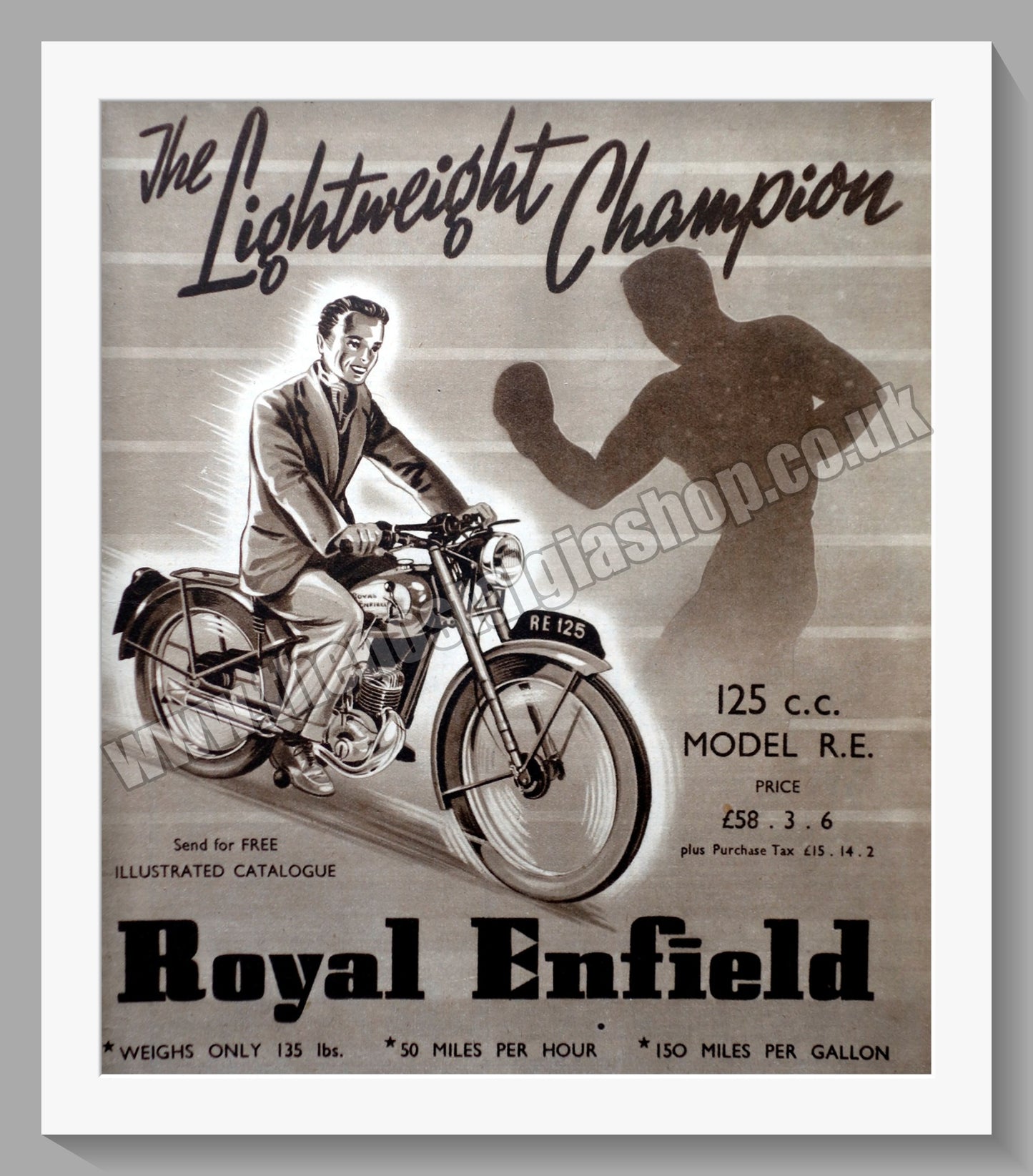 Royal Enfield 125cc Model R.E. Motorcycle. Original Advert 1950 (ref AD57174)