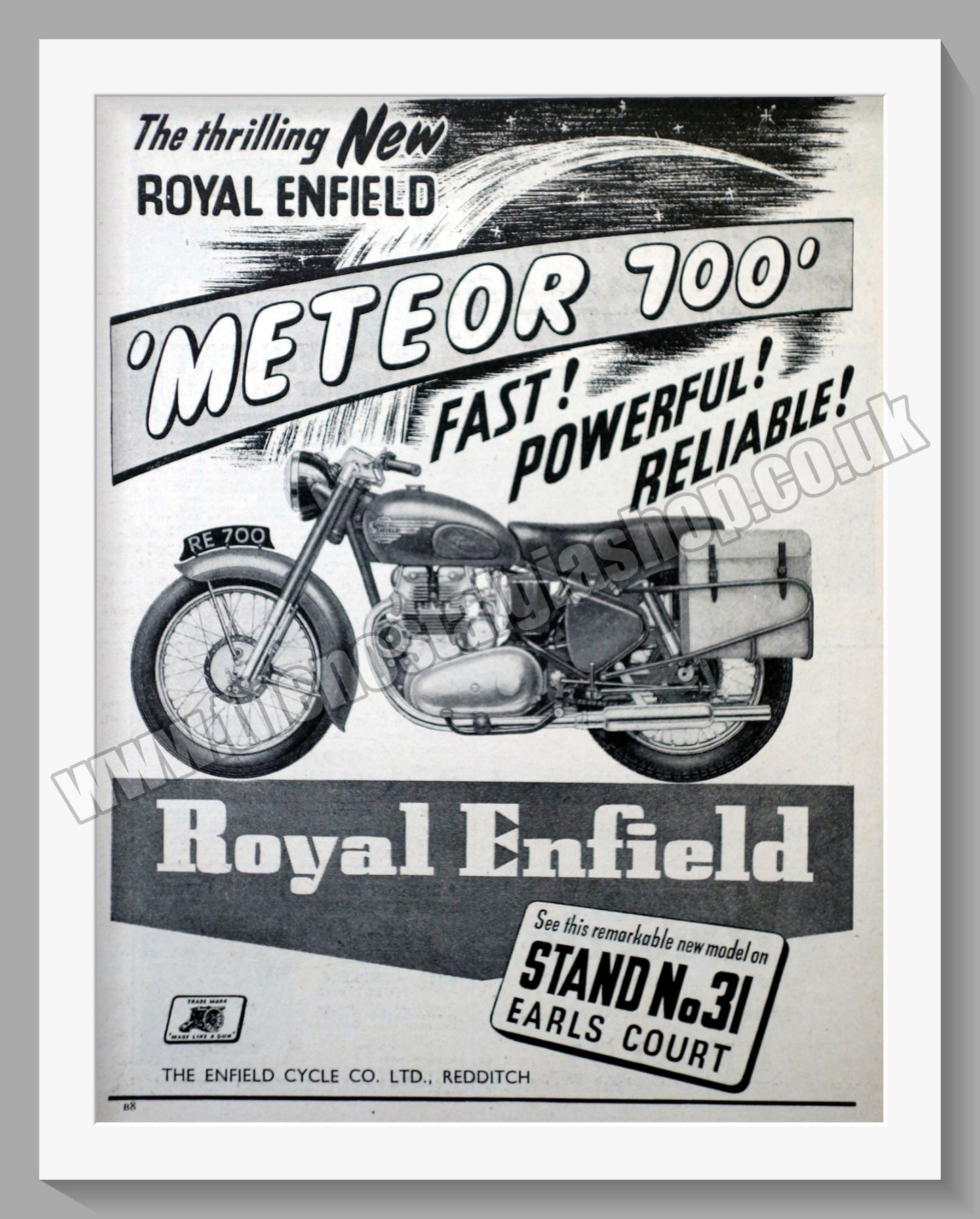 Royal Enfield Meteor 700 Motorcycle. Original Advert 1952 (ref AD57180)