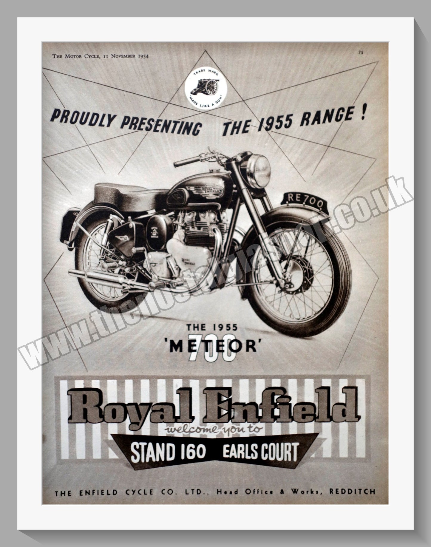 Royal Enfield Meteor 700 Motorcycle. Original Advert 1954 (ref AD57182)