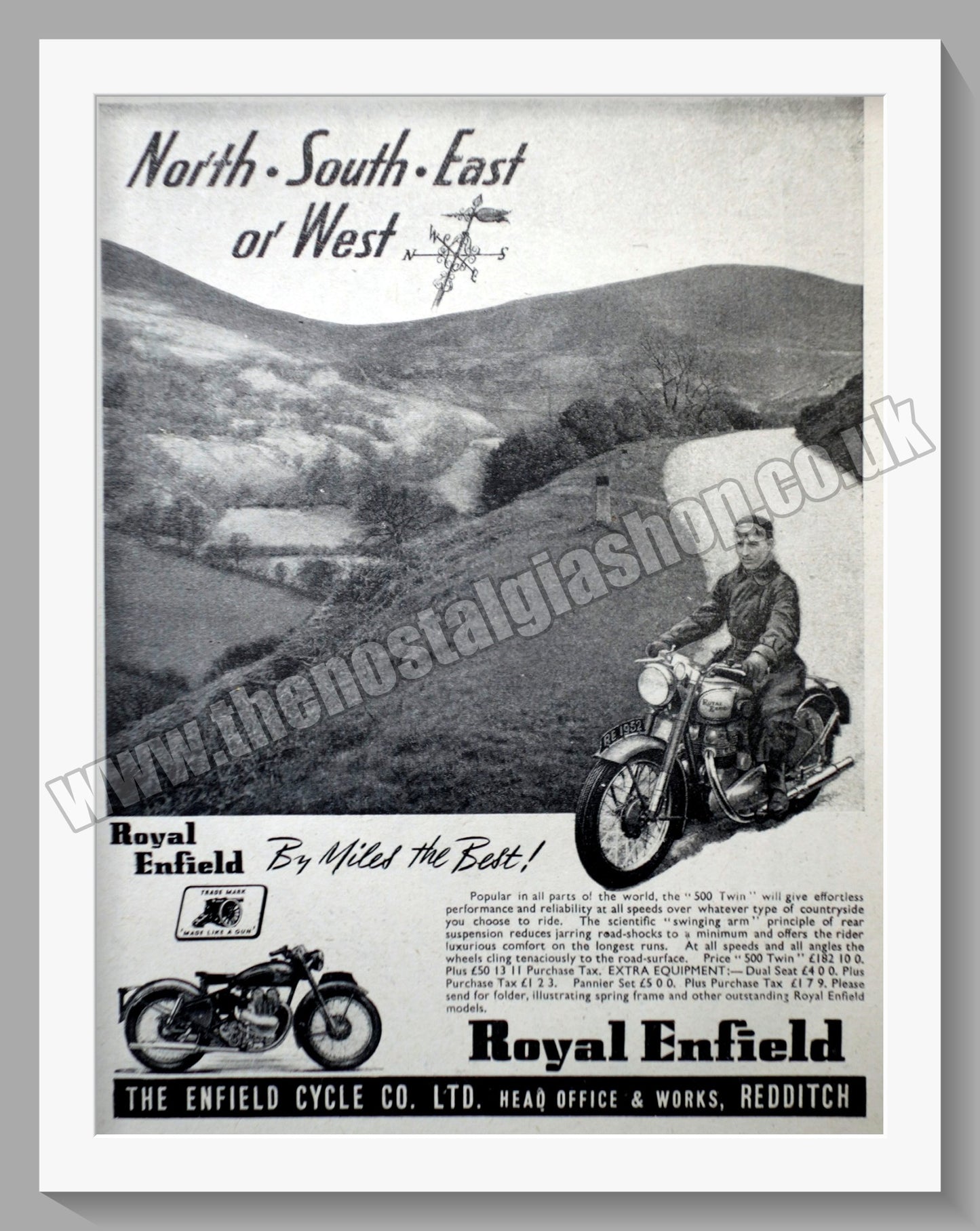 Royal Enfield 500 Twin Motorcycle. Original Advert 1952 (ref AD57258)