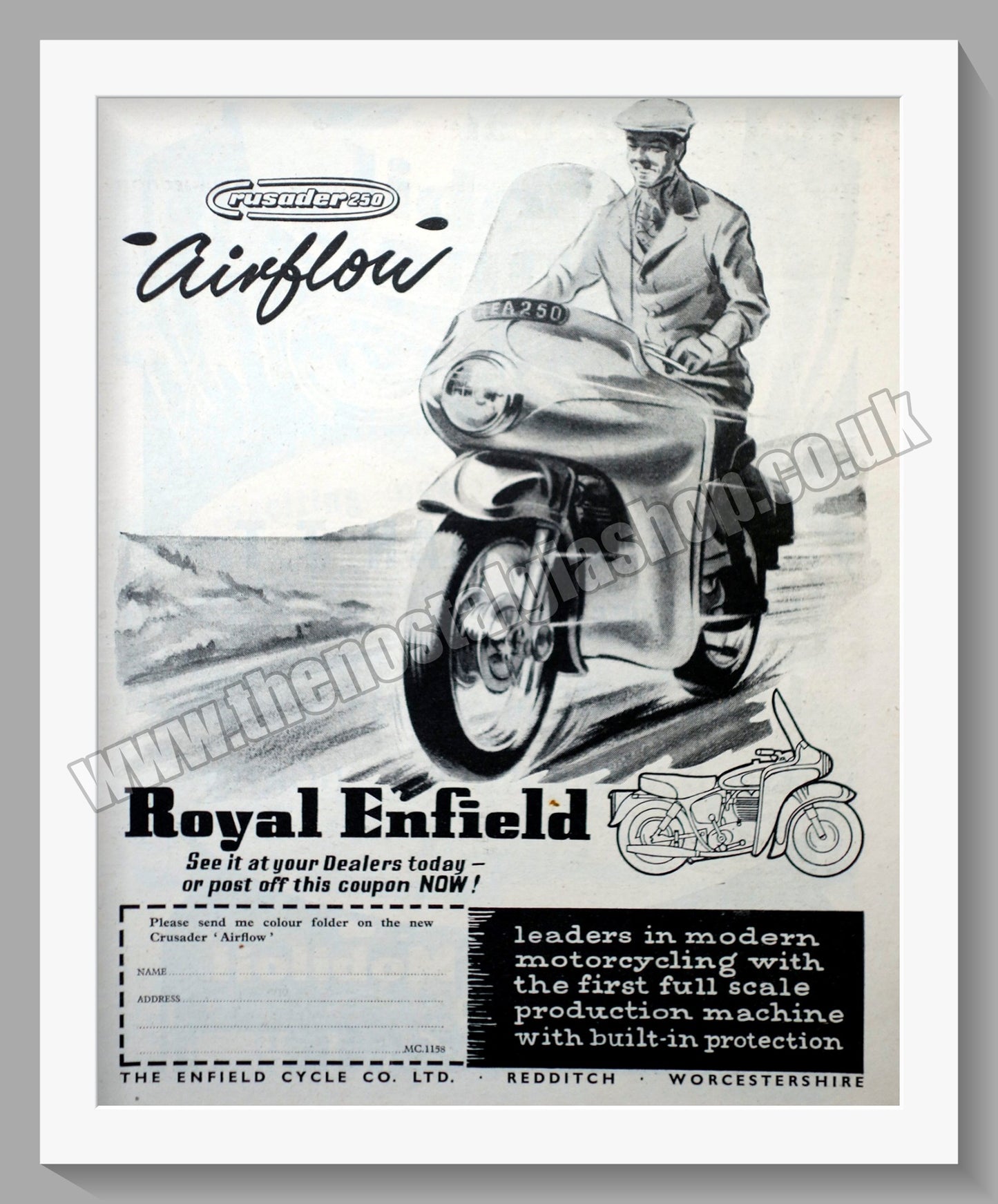 Royal Enfield 250cc Crusader Motorcycle. Original Advert 1958 (ref AD57362)