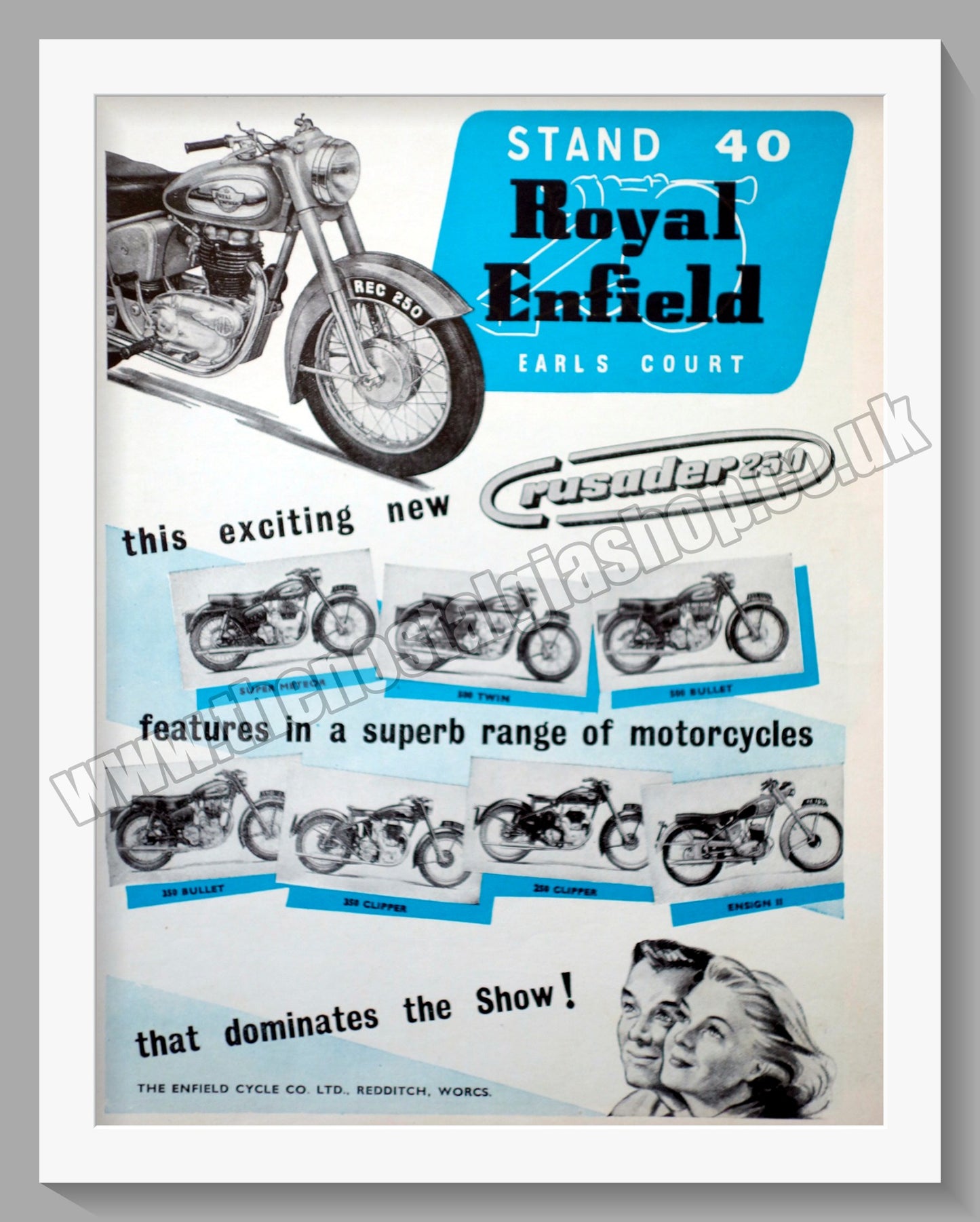 Royal Enfield 250cc Crusader Motorcycle. Original Advert 1956 (ref AD57363)