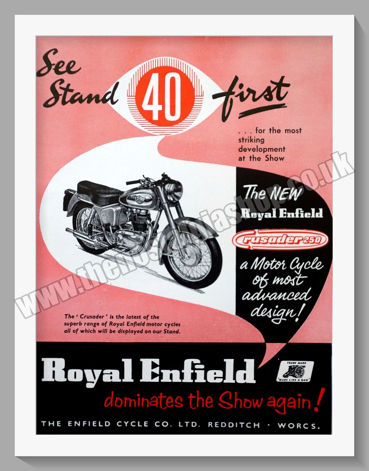 Royal Enfield Crusader Motorcycle. Original Advert 1956 (ref AD57364)