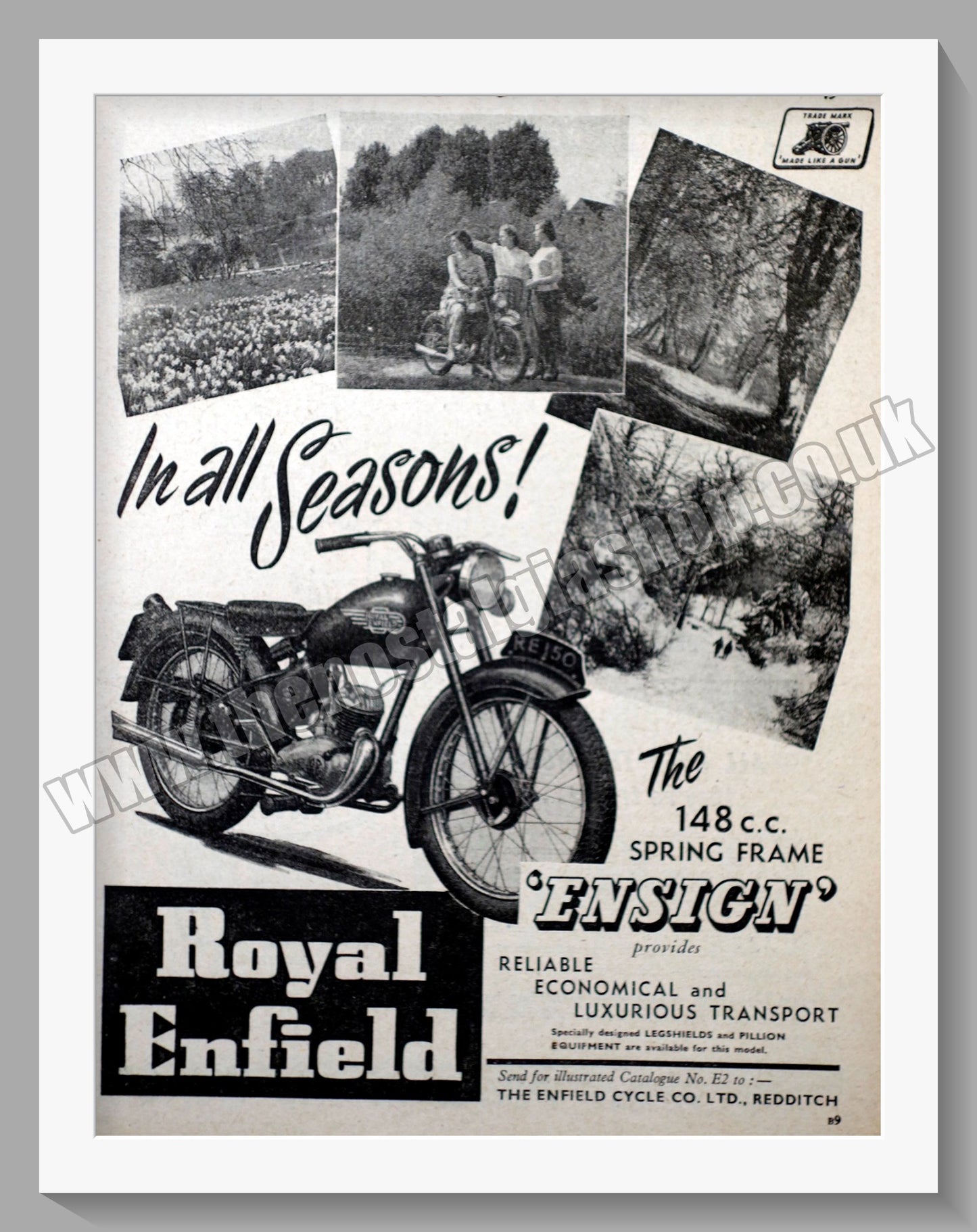 Royal Enfield 148cc Ensign Motorcycle. Original Advert 1954 (ref AD57371)