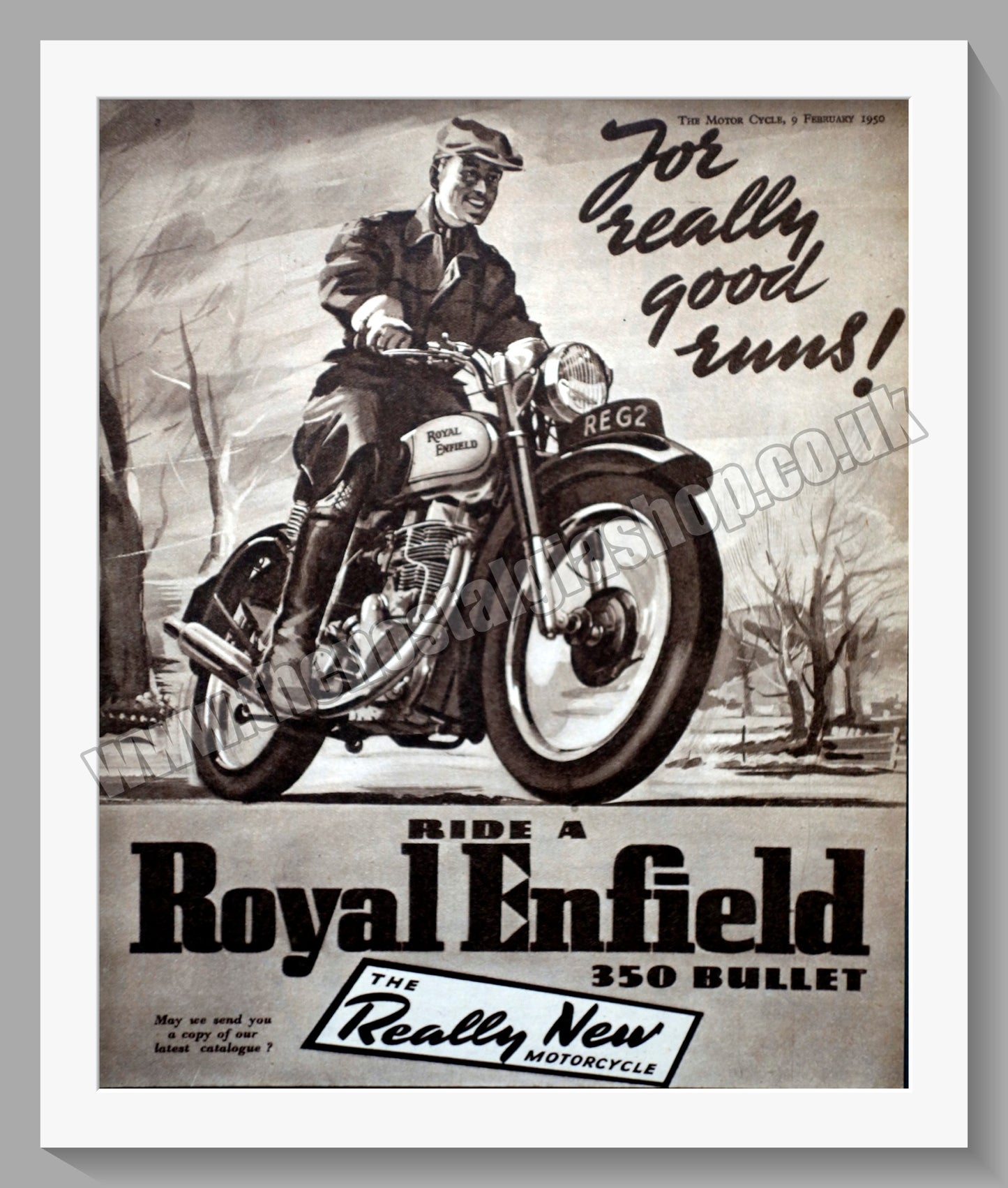 Royal Enfield 350 Bullet Motorcycle. Original Advert 1950 (ref AD57373)