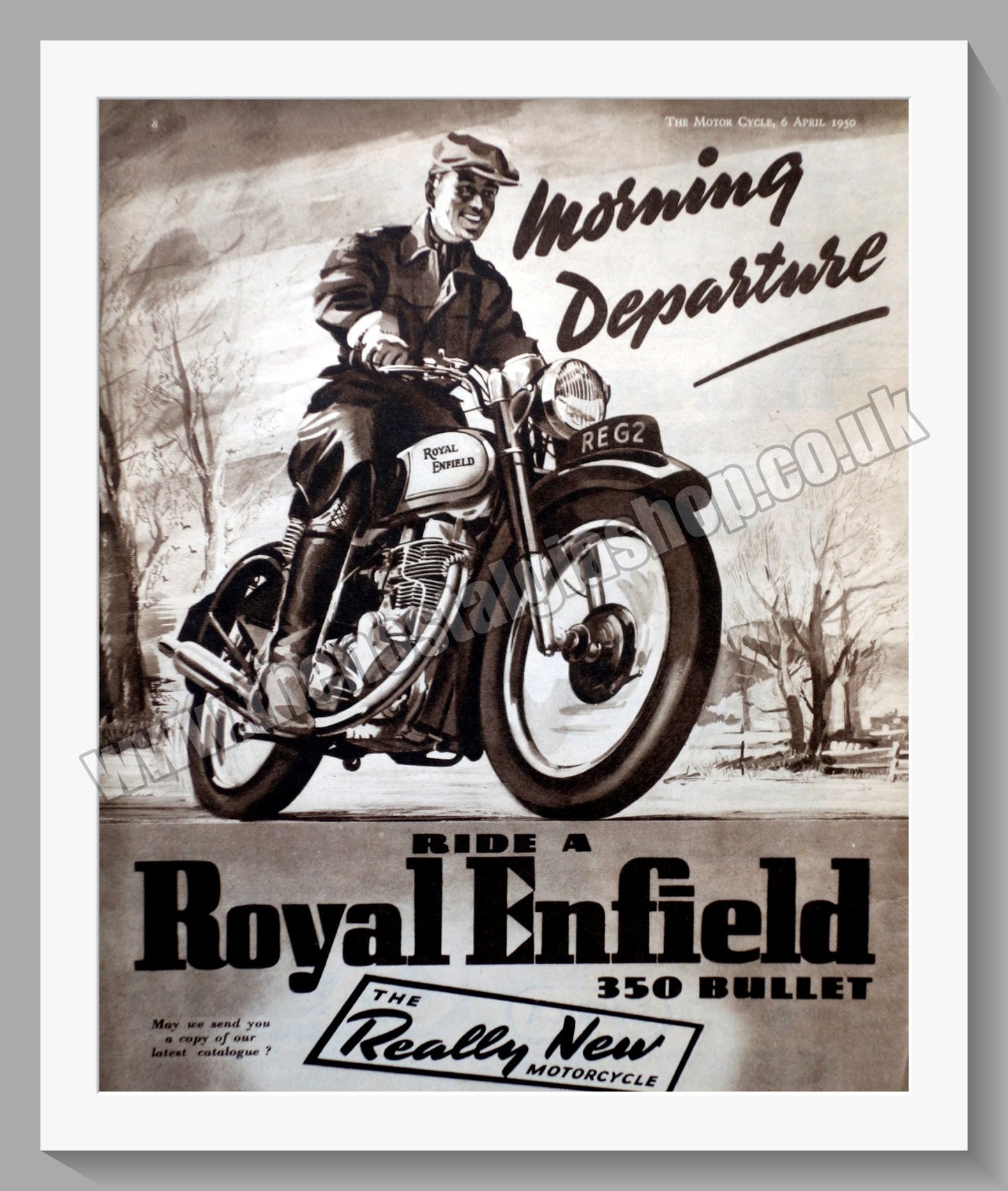 Royal Enfield 350 Bullet Motorcycle. Original Advert 1950 (ref AD57375)