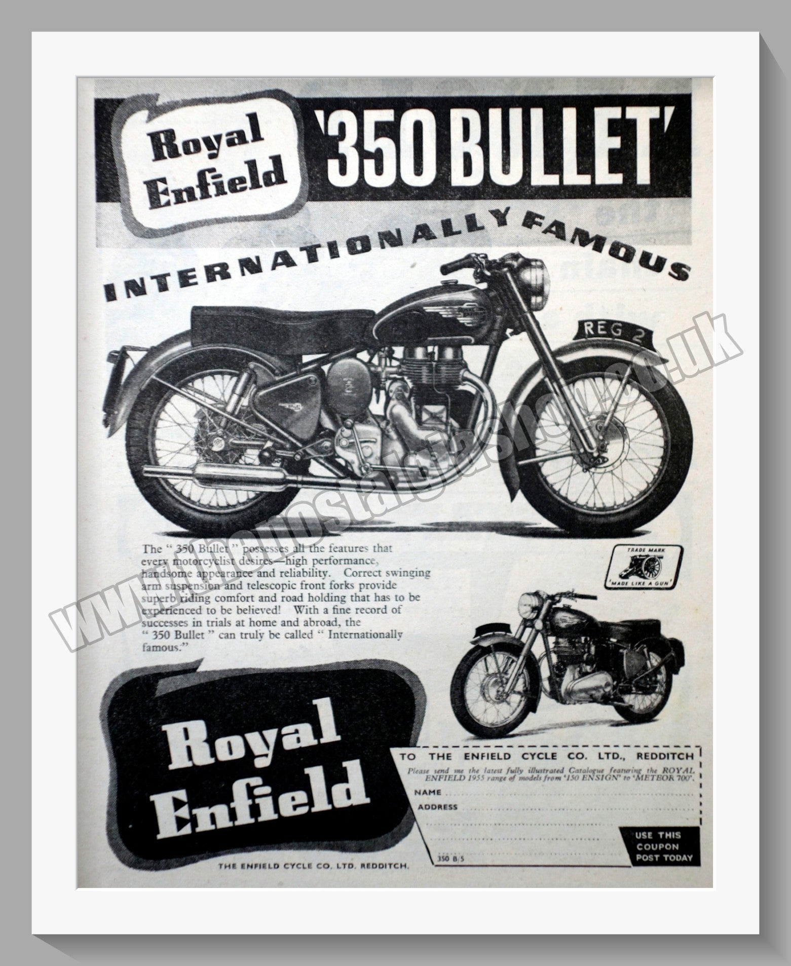 Royal Enfield 350 Bullet Original Advert 1955 (ref