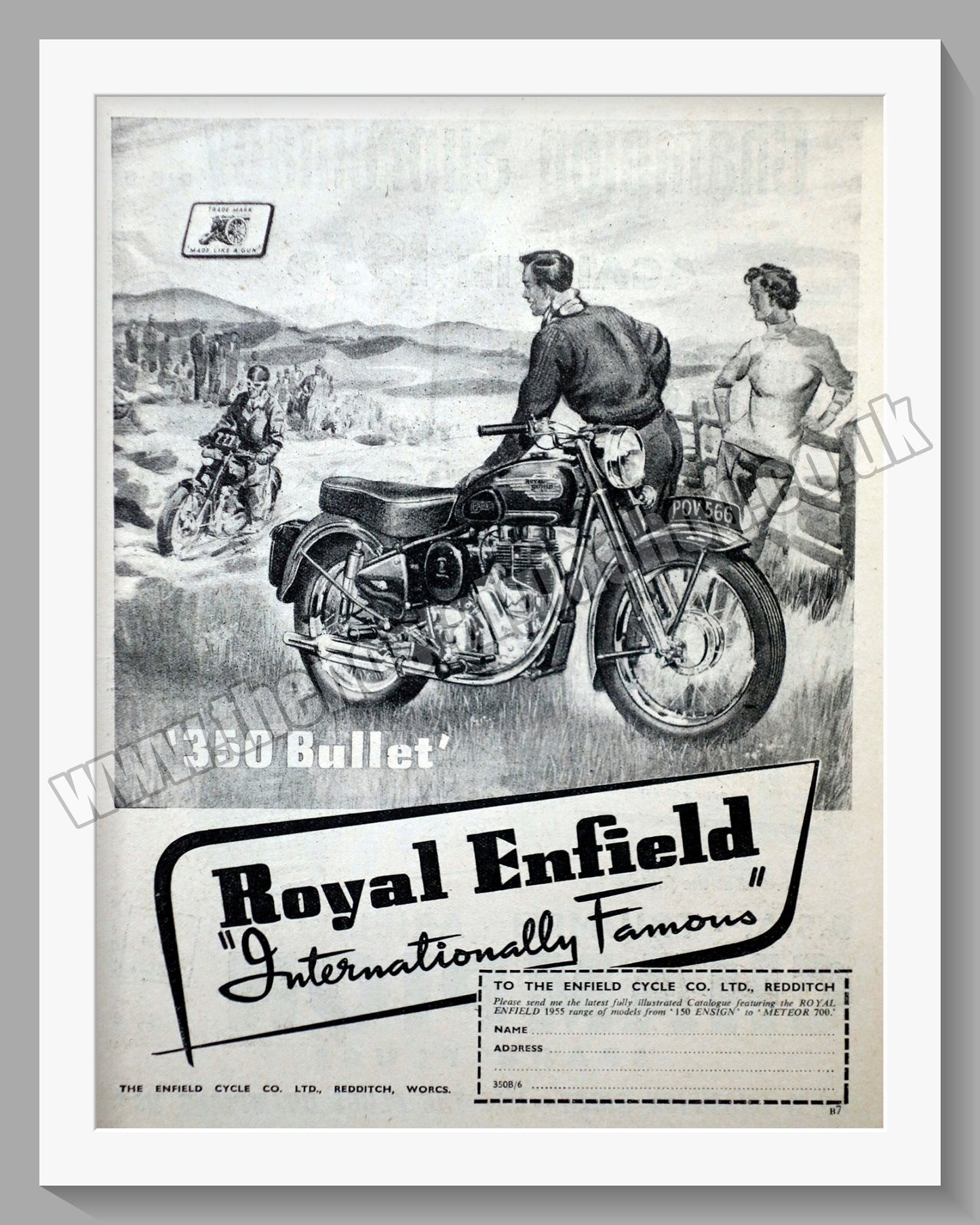 Royal Enfield 350 Bullet Motorcycle. Original Advert 1955 (ref AD57379)