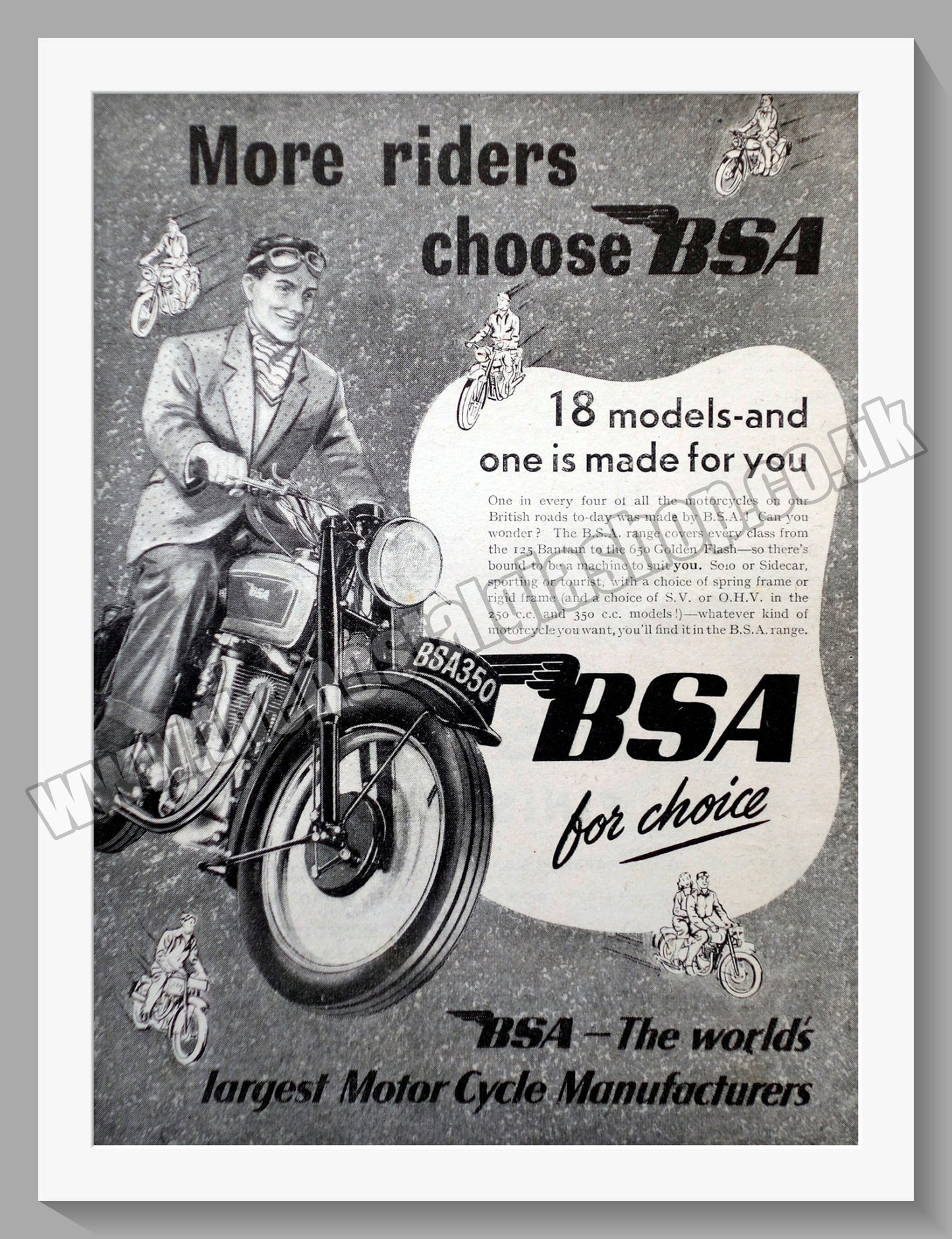 BSA 350 Motorcycle. Original Advert 1950 (ref AD57202)