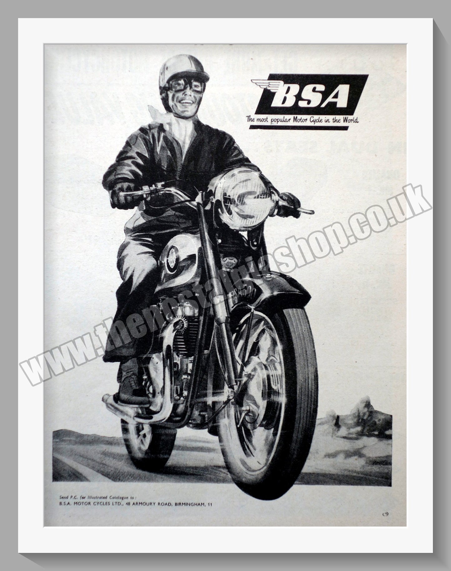BSA Motorcycle. Original Advert 1957 (ref AD57208)
