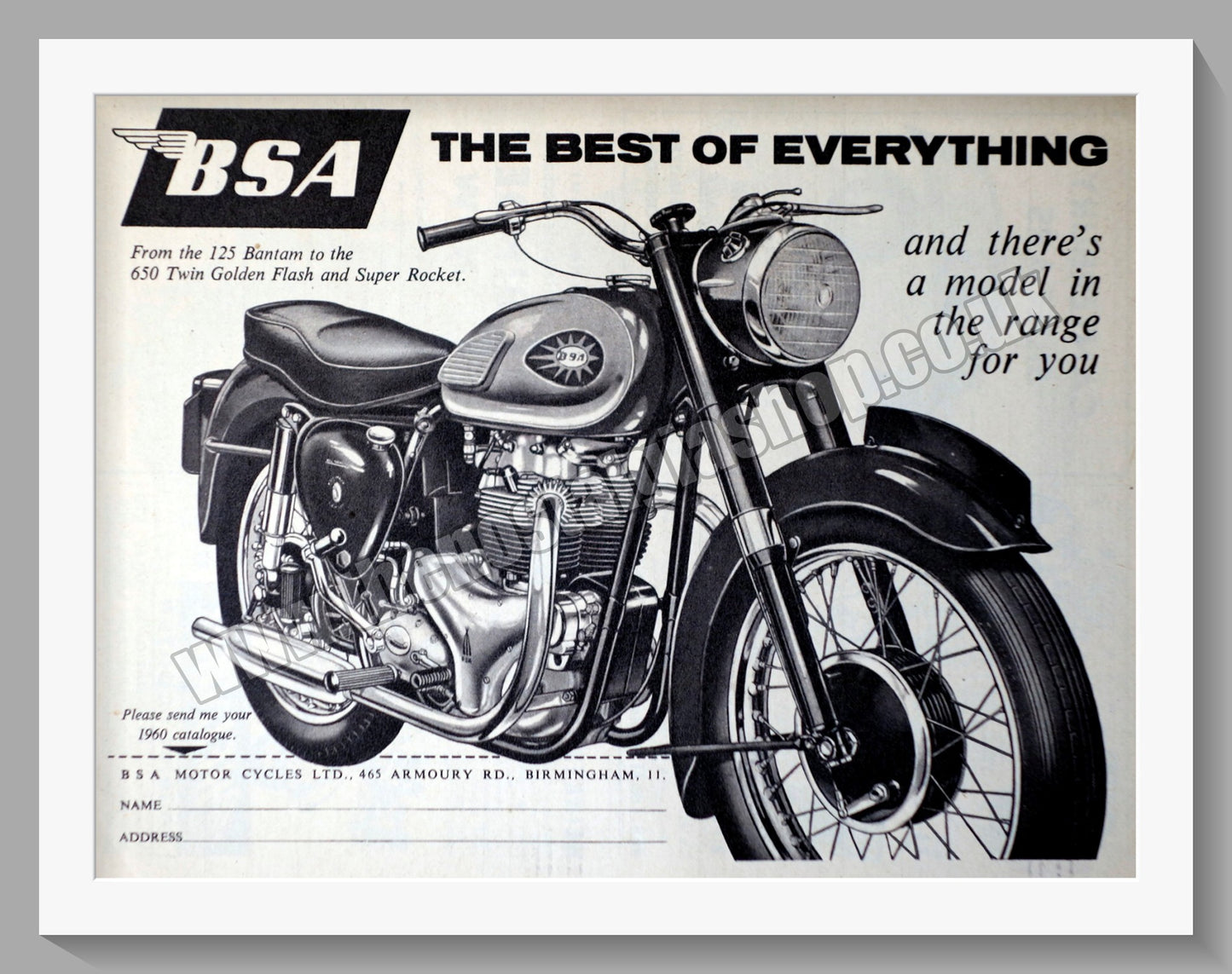 BSA 650 Twin Motorcycle. Original Advert 1959 (ref AD57238)