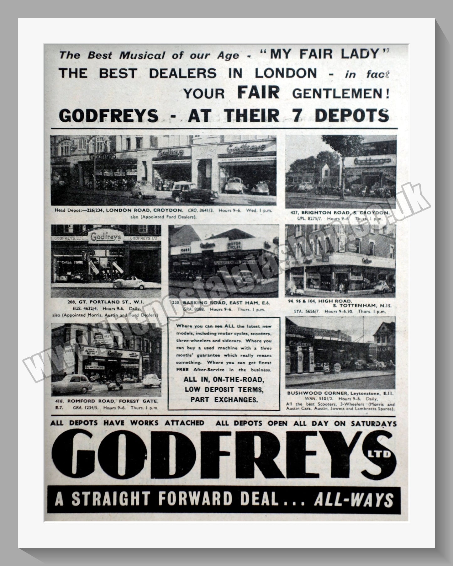 Godfreys Ltd Motorcycle Dealers. Original Advert 1958 (ref AD57331)