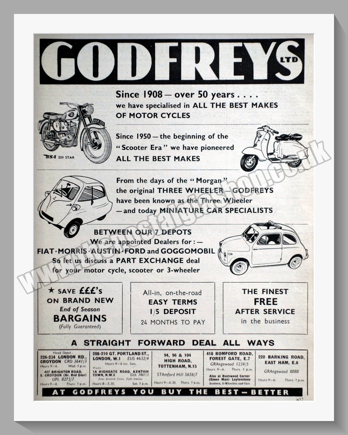 Godfreys Ltd Motorcycle Dealers. Original Advert 1960 (ref AD57335)