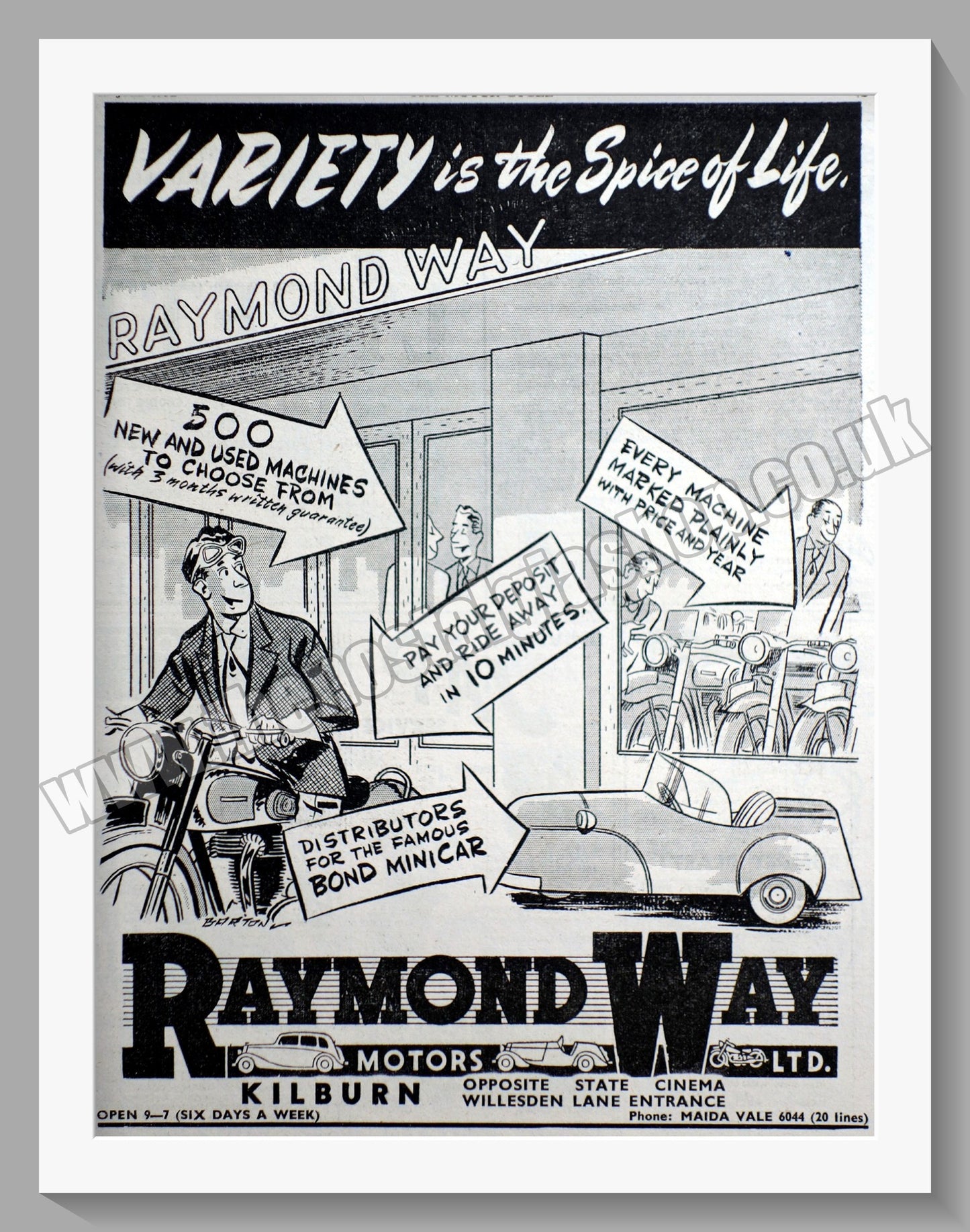 Raymond Way Motorcycle Dealers. Original Advert 1952 (ref AD6595)