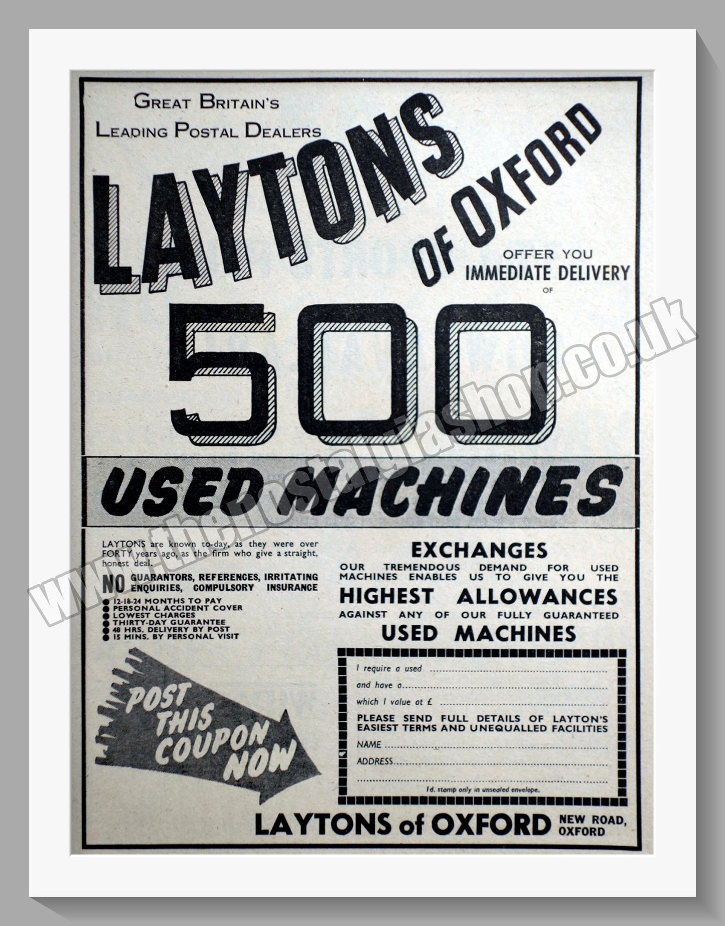 Laytons Of Oxford Motorcycle Dealers. Original Advert 1951 (ref AD57393)