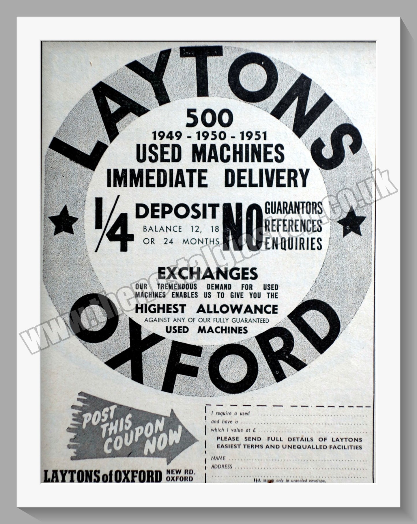 Laytons Of Oxford Motorcycle Dealers. Original Advert 1951 (ref AD57406)