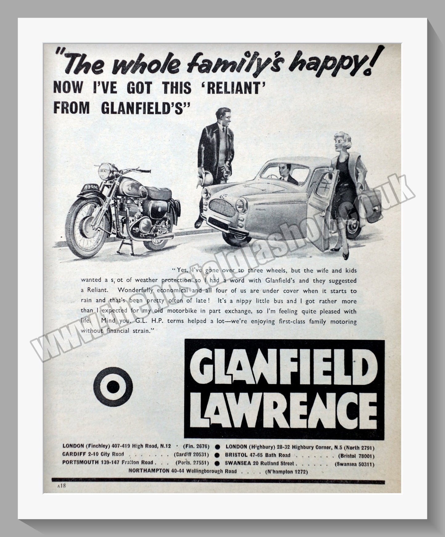 Glanfield Lawrence Motorcycle Dealers. Original Advert 1960 (ref AD57419)
