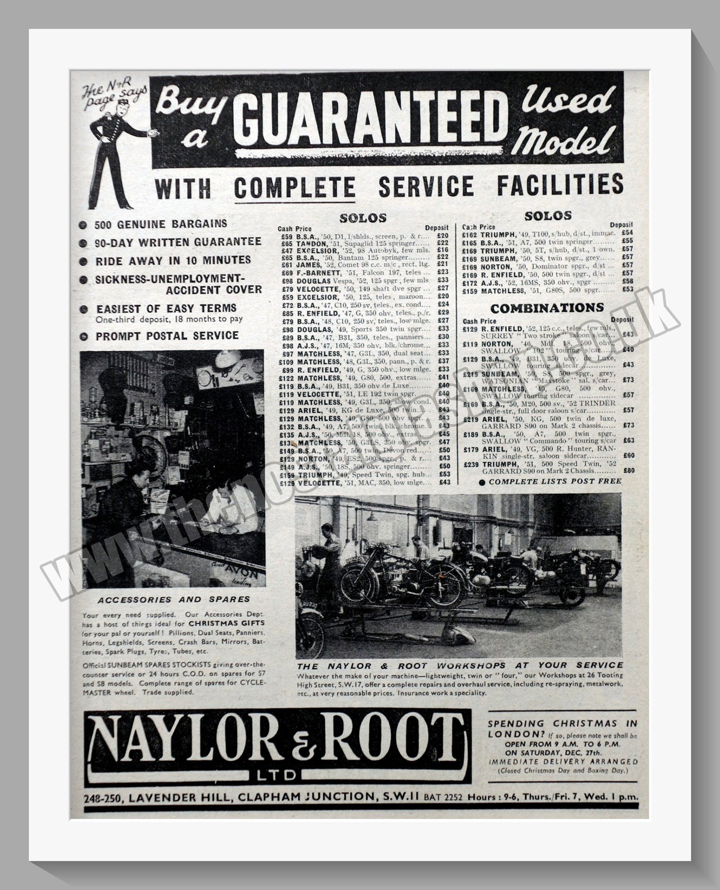 Naylor & Root Ltd Motorcycle Dealer. Original Advert 1952 (ref AD57504)