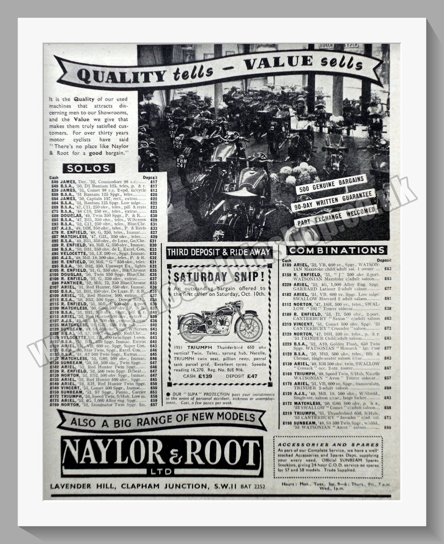 Naylor & Root Ltd Motorcycle Dealer. Original Advert 1953 (ref AD57510)