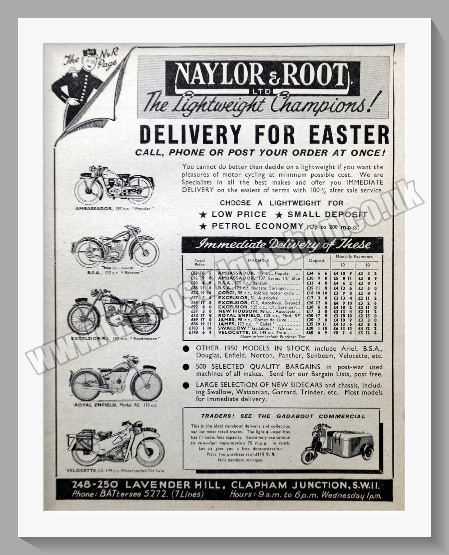 Naylor & Root Ltd Motorcycle Dealer. Original Advert 1950 (ref AD57513)