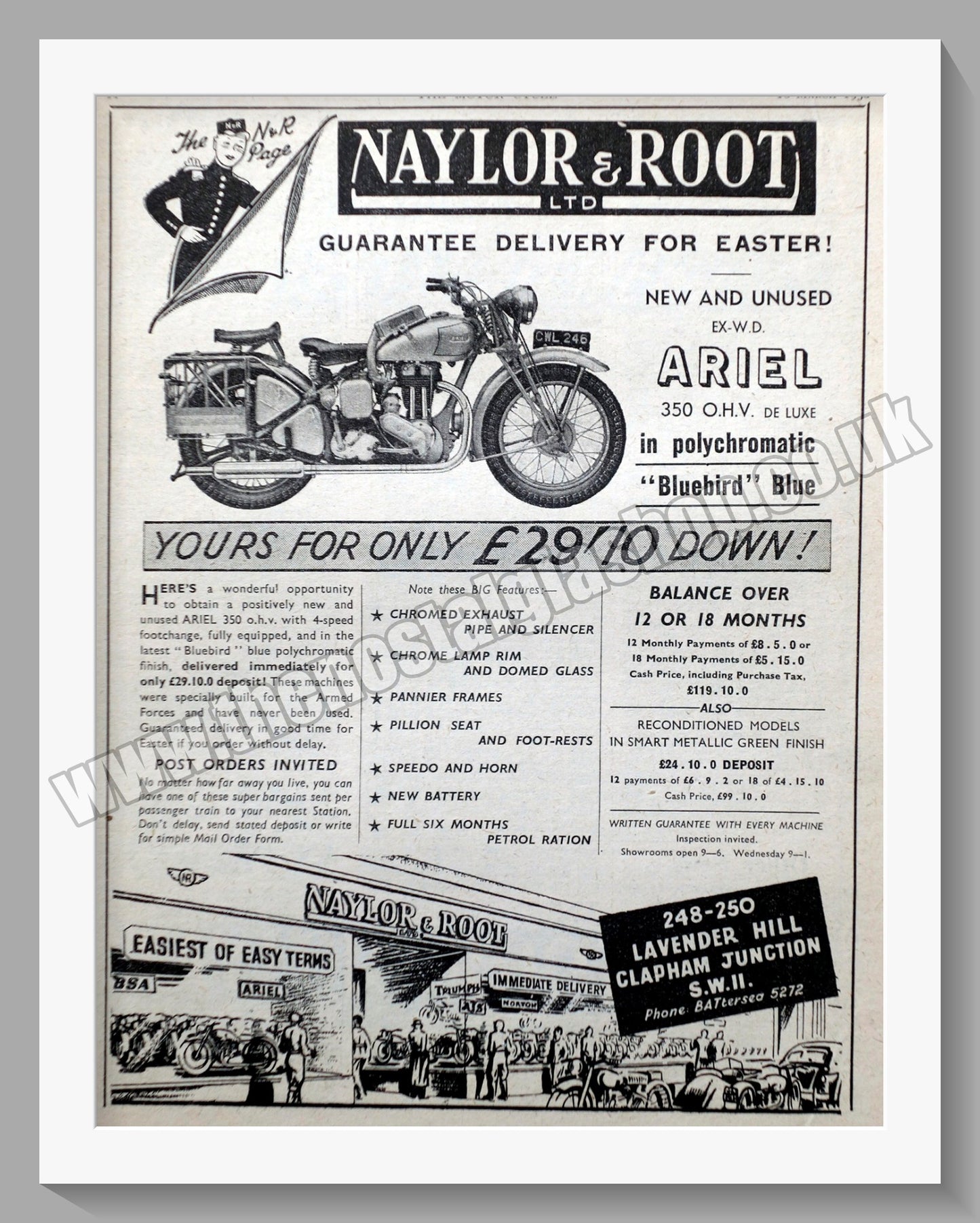 Naylor & Root Ltd Motorcycle Dealer. Original Advert 1950 (ref AD57514)