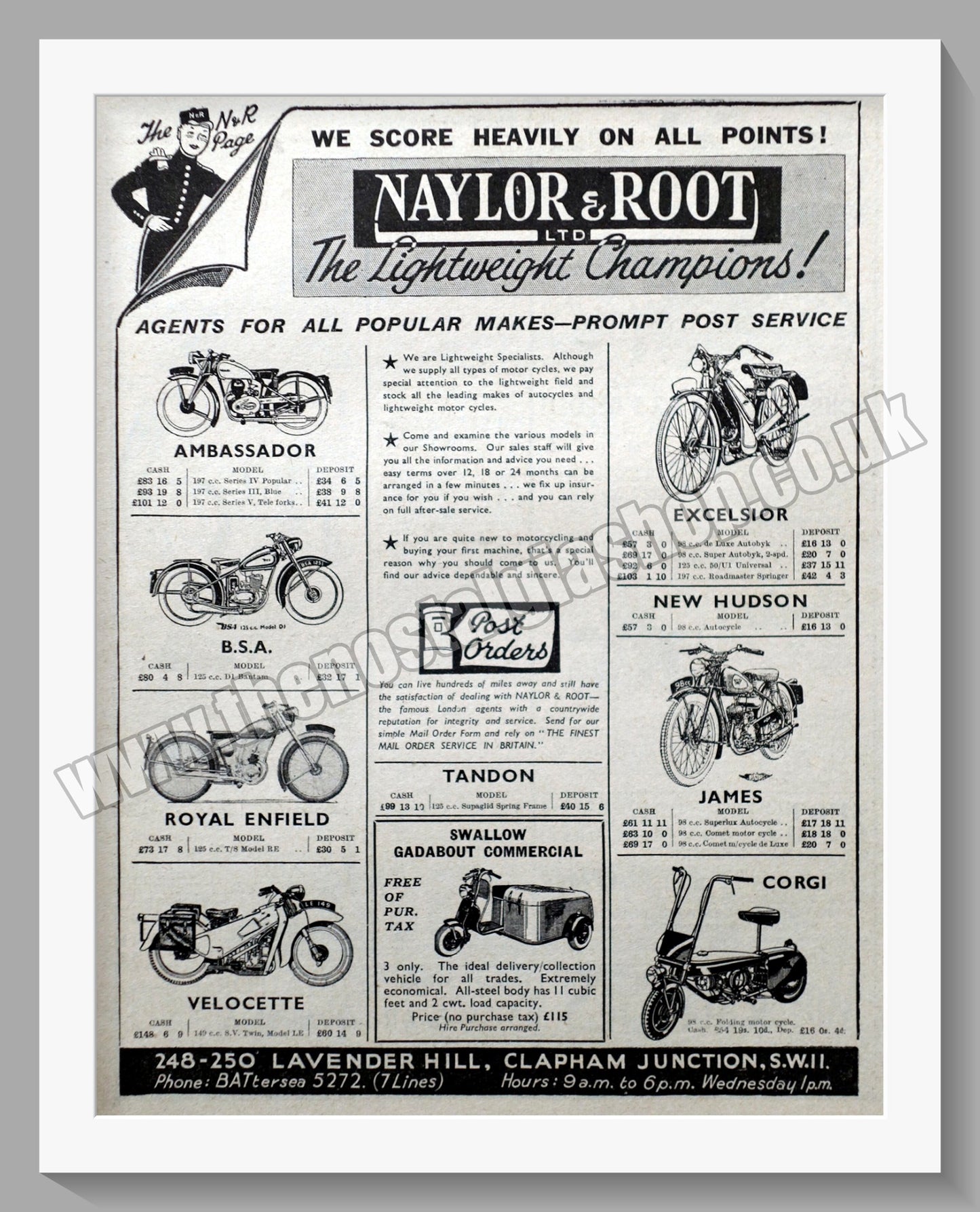 Naylor & Root Ltd Motorcycle Dealer. Original Advert 1950 (ref AD57516)