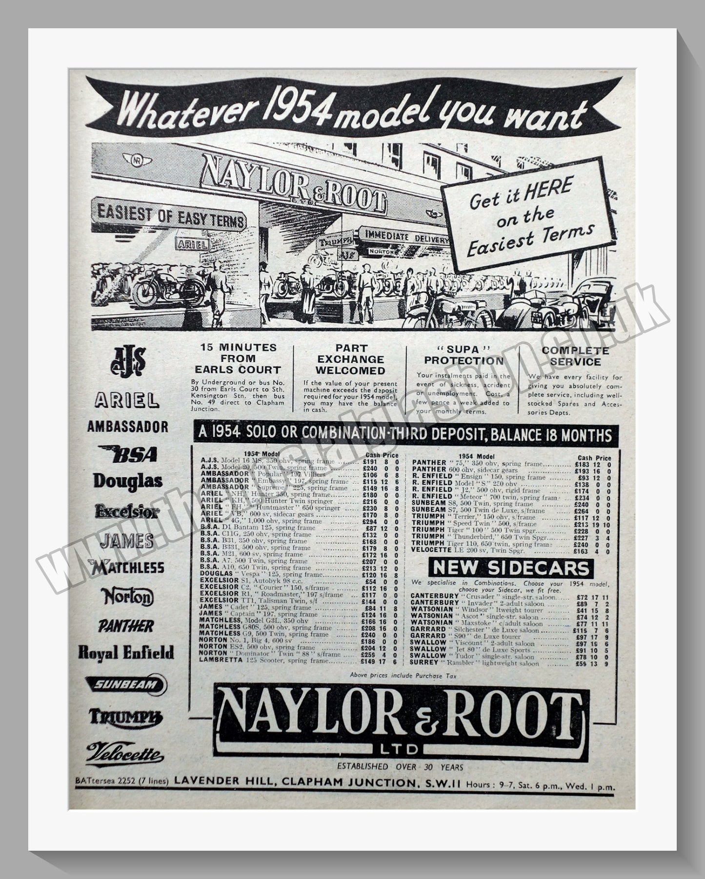 Naylor & Root Motorcycle Dealers. Original Advert 1953 (ref AD6589)