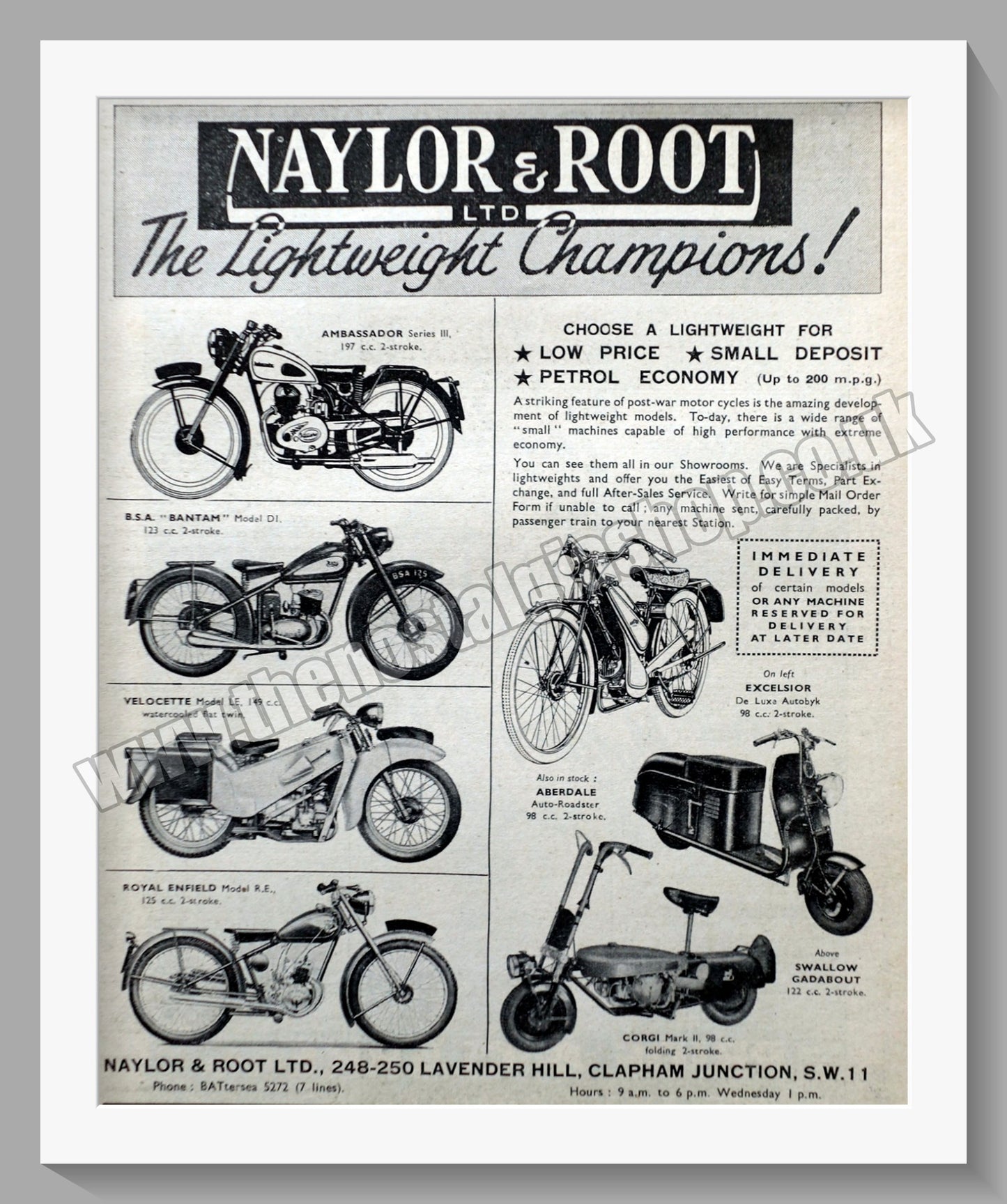 Naylor & Root Ltd Motorcycle Dealer. Original Advert 1949 (ref AD57522)