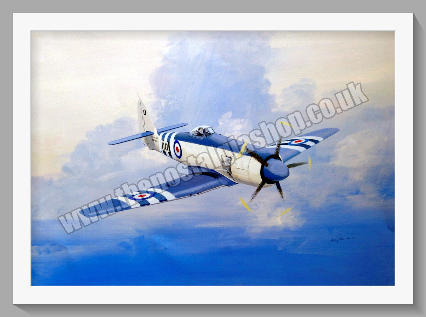 Sea-Fury VR 930. Mounted Aircraft print.